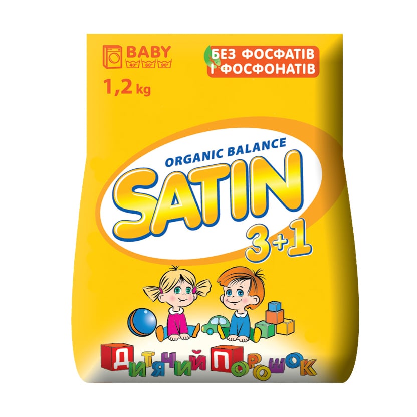 Пральний порошок Satin Organic Balance Baby для дитячого одягу, 1.2 кг