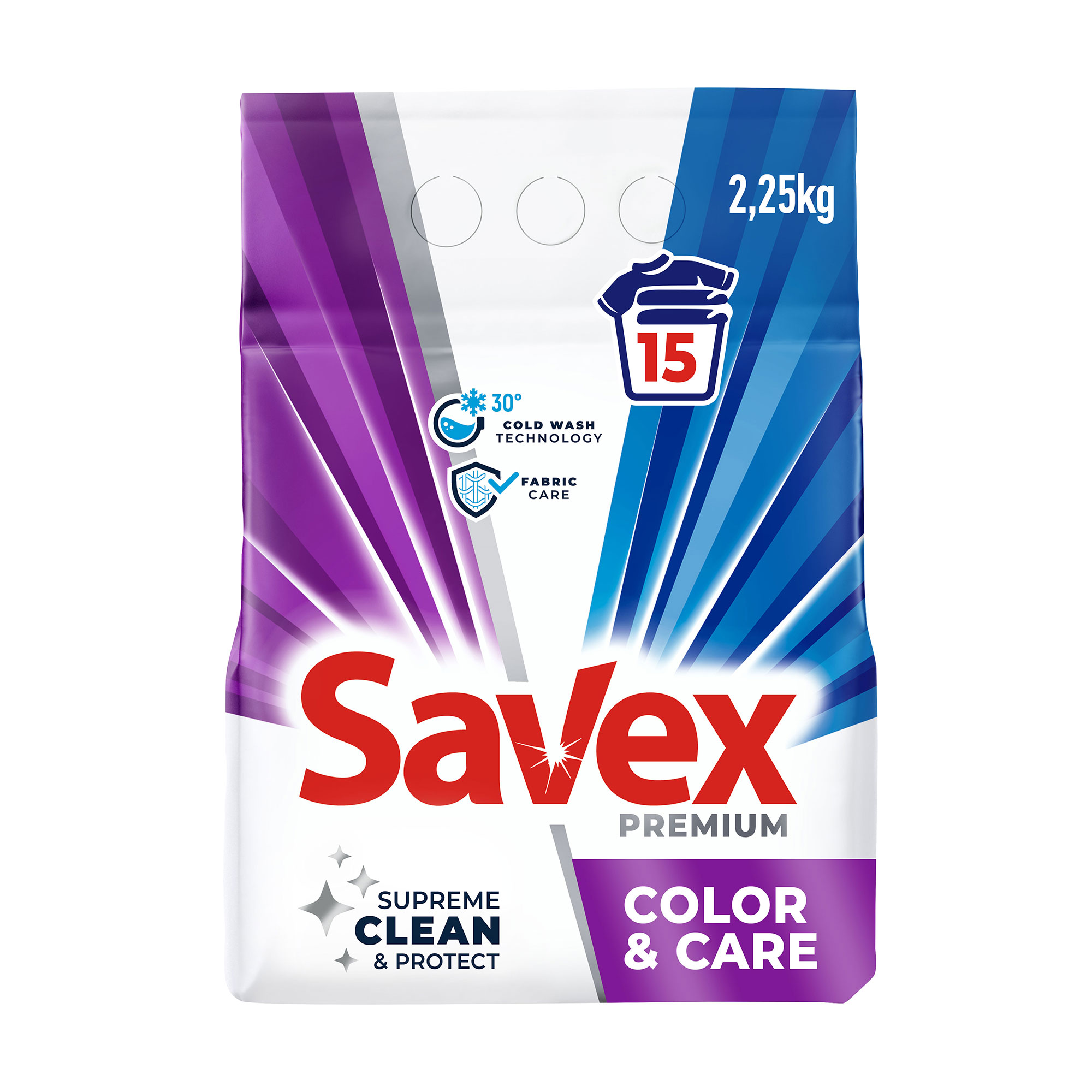 Пральний порошок Savex Premium Color &amp; Care, 15 циклів прання, 2.25 кг