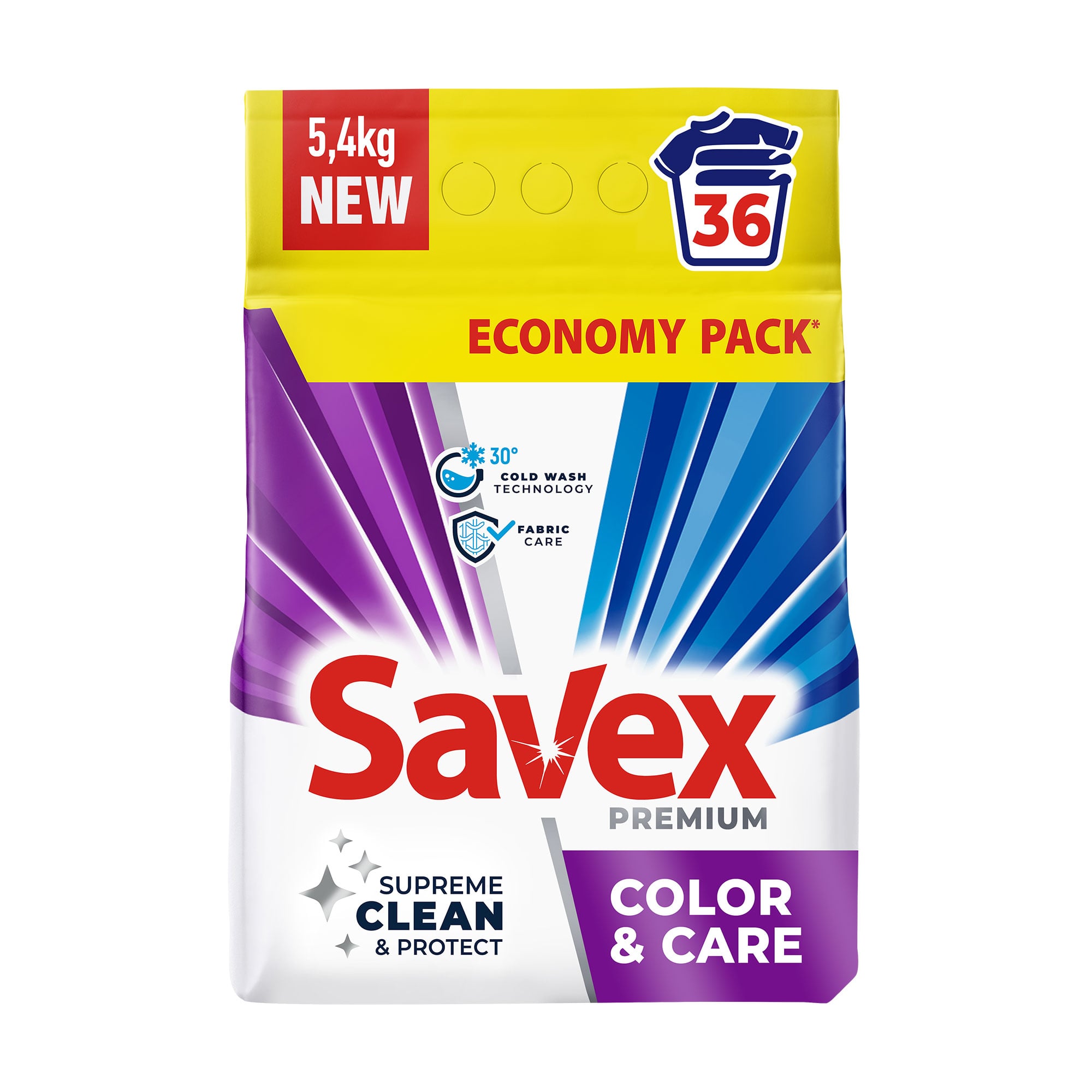 Пральний порошок Savex Premium Color &amp; Care, 36 циклів прання, 5.4 кг