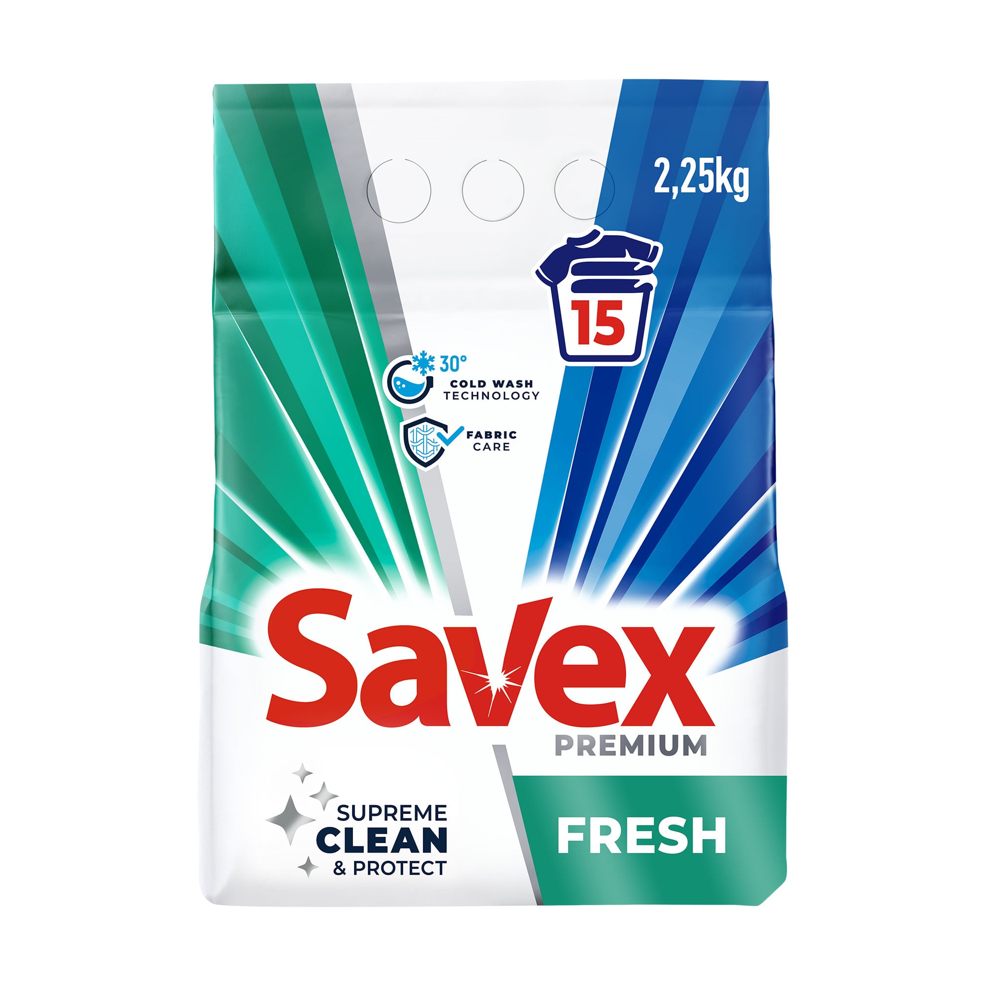 Пральний порошок Savex Premium Fresh, 15 циклів прання, 2.25 кг