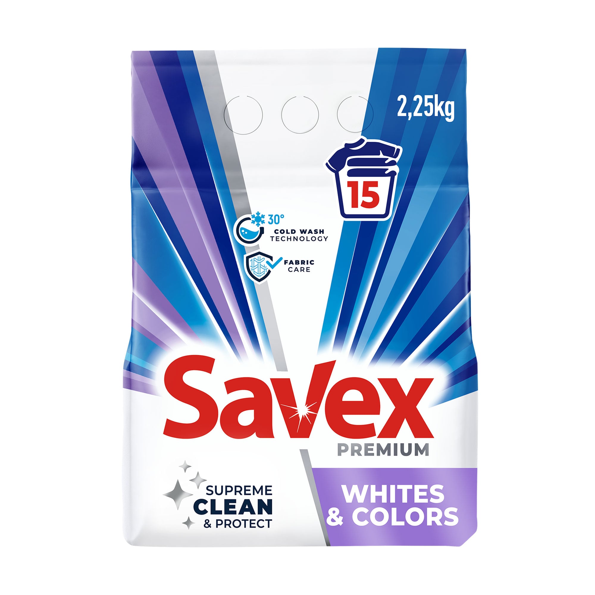 Пральний порошок Savex Premium Whites &amp; Colors, 15 циклів прання, 2.25 кг