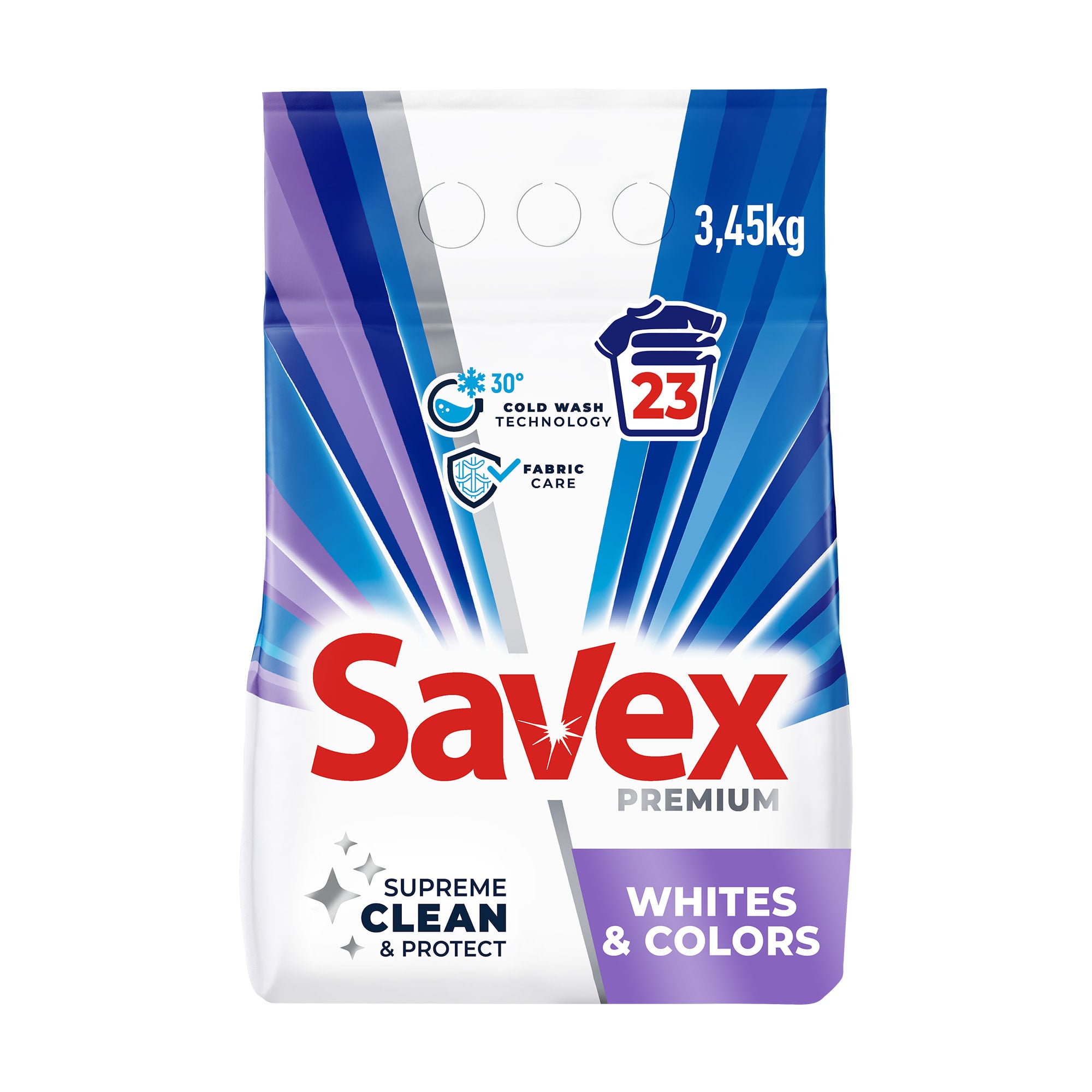 Пральний порошок Savex Premium Whites &amp; Colors, 23 цикли прання, 3.45 кг