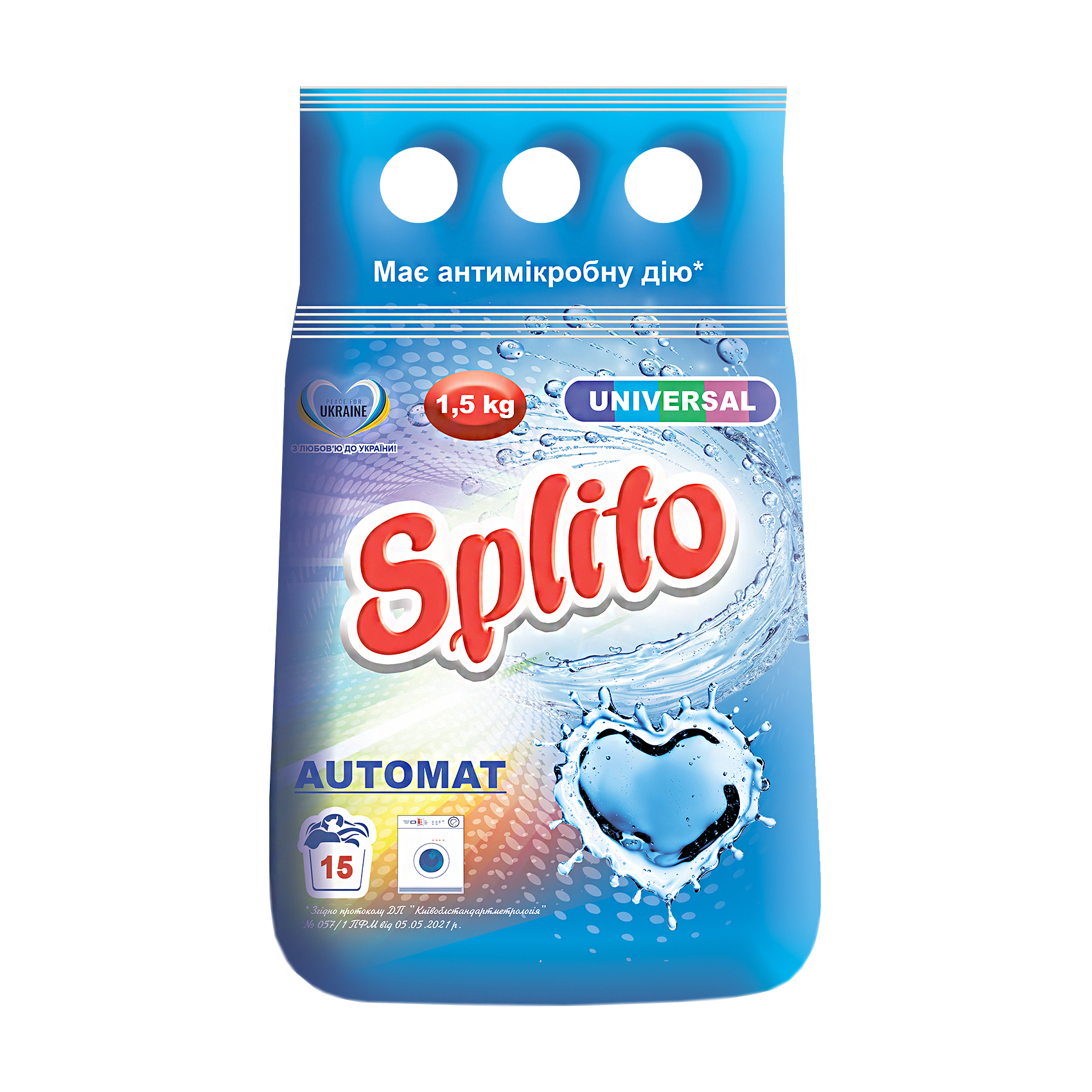 Пральний порошок Splito Universal автомат, 15 циклів прання, 1.5 кг