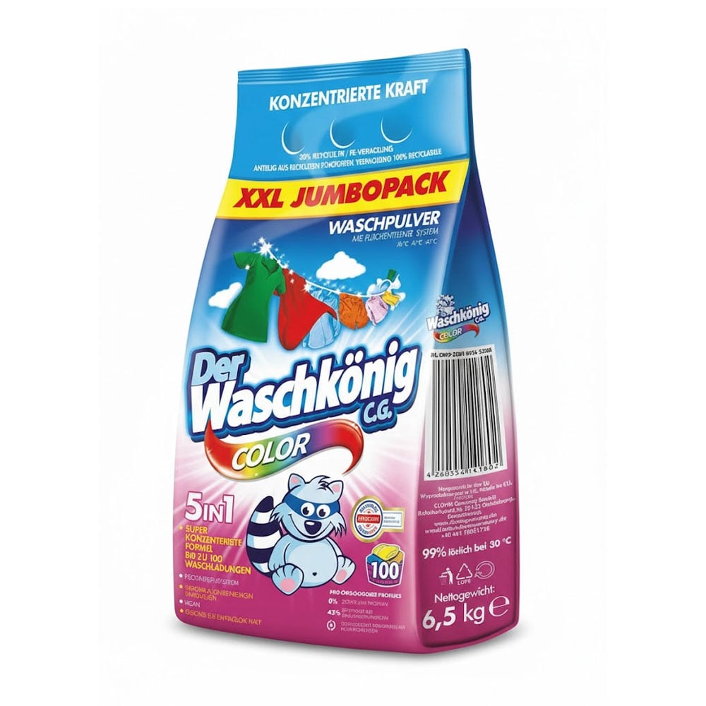 Пральний порошок Waschkonig Color для кольорових речей, 100 циклів прання, 6.5 кг