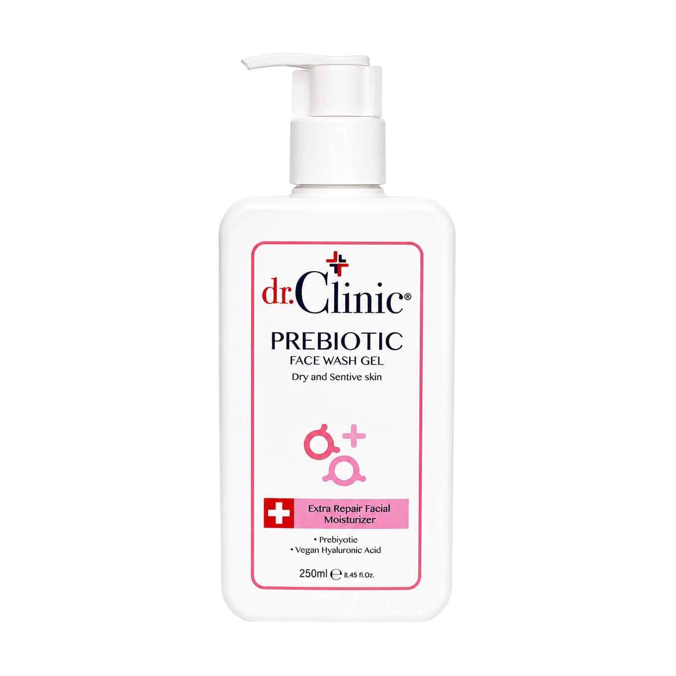 Пребіотичний гель для вмивання Dr.Clinic Prebiotic Face Wash Gel для сухої та чутливої шкіри, з гіалуроновою кислотою та колагеном, 250 мл
