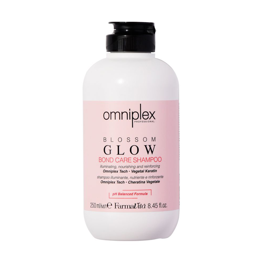 Преміальний шампунь для волосся FarmaVita Omniplex Blossom Glow Bond Care Shampoo із рослинним кератином, 250 мл