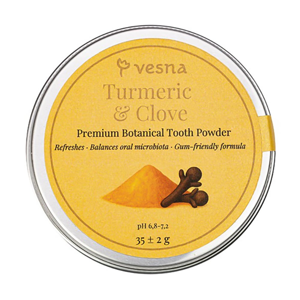 Преміальний зубний порошок Vesna Turmeric &amp; Clove Premium Botanical Tooth Powder Куркума та гвоздика, 35 г