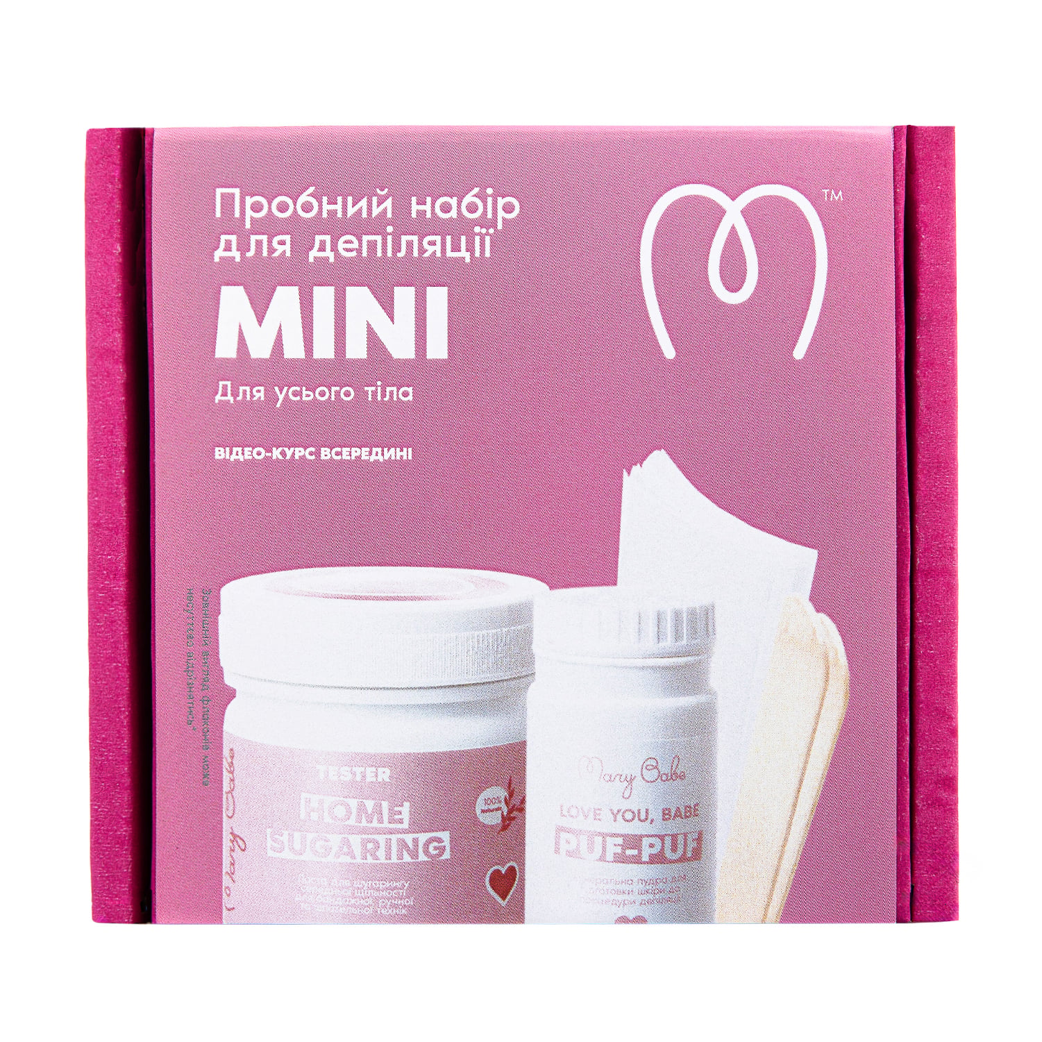 Пробний міні-набір для депіляції всього тіла новачків Mary Babe Mini (паста, 250 г + пудра, 80 г + шпателі, 2 шт + смужки, 10 шт)