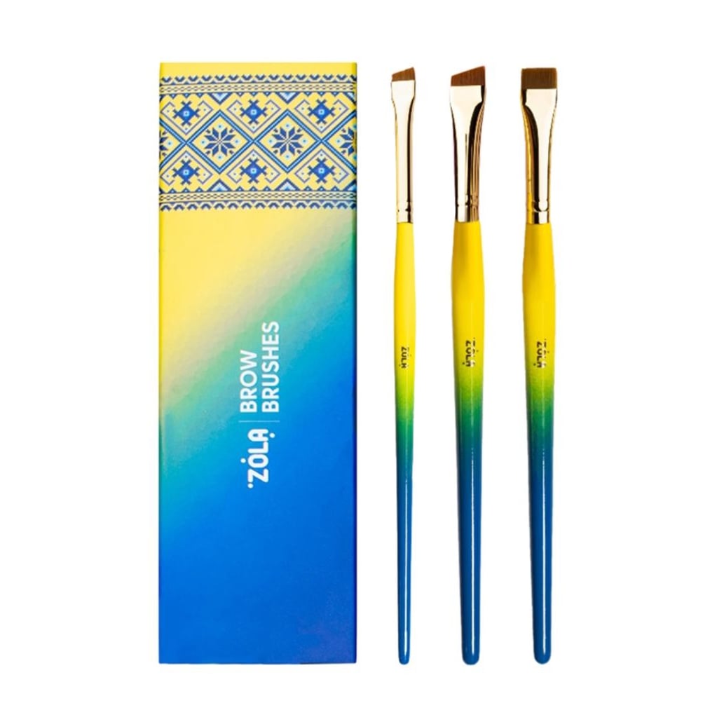 Професійний набір пензлів для фарбування брів Zola Brow Brushes Ukrainian Edition, ворс синтетичний, 3 шт