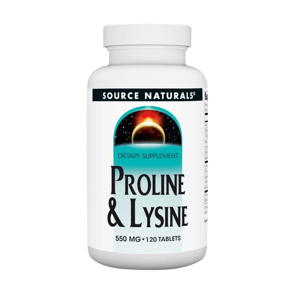 Пролін та лізин Source Naturals Proline &amp; Lysine, 550 мг, 120 таблеток
