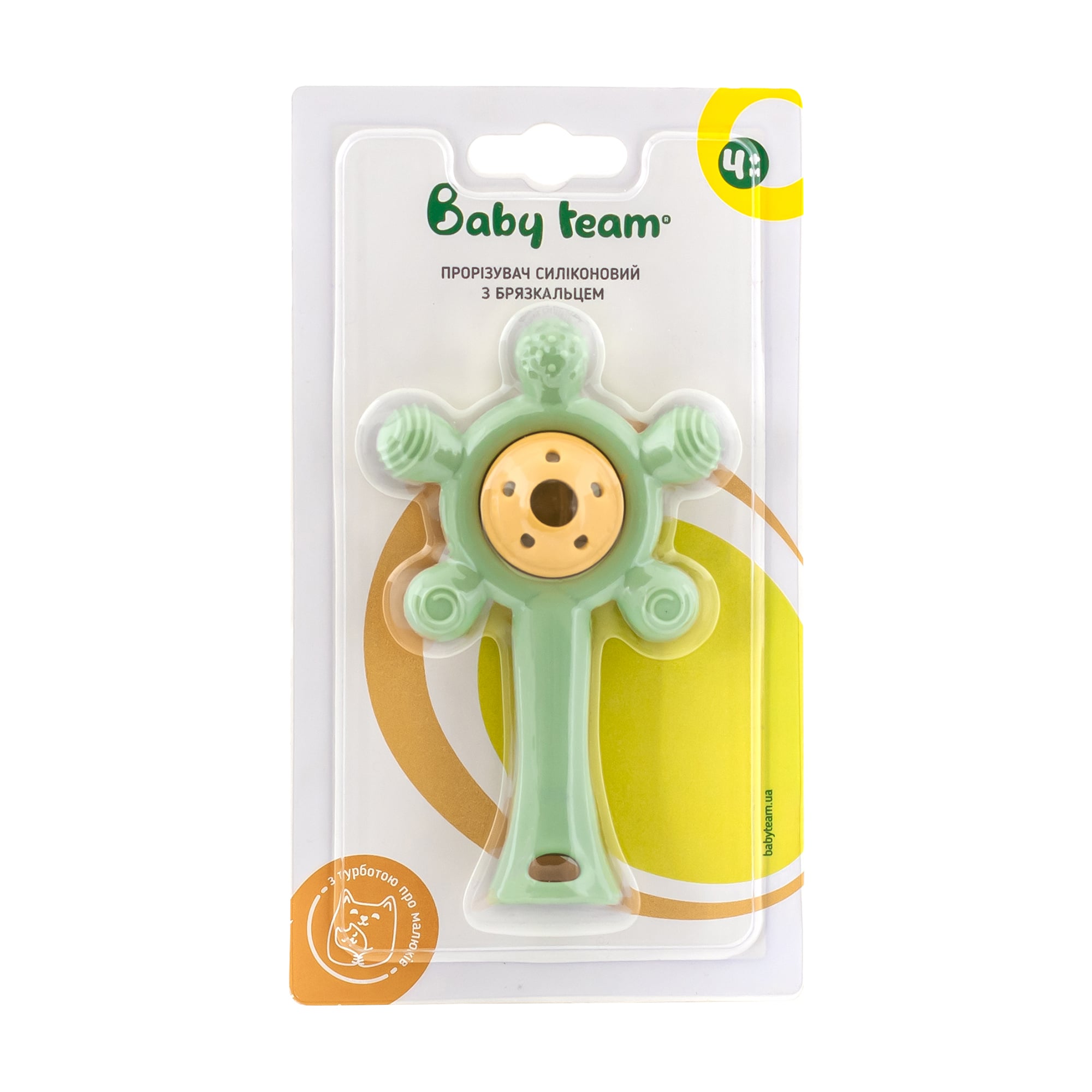 Прорізувач Baby Team силіконовий, з брязкальцем, від 4 місяців (4039)