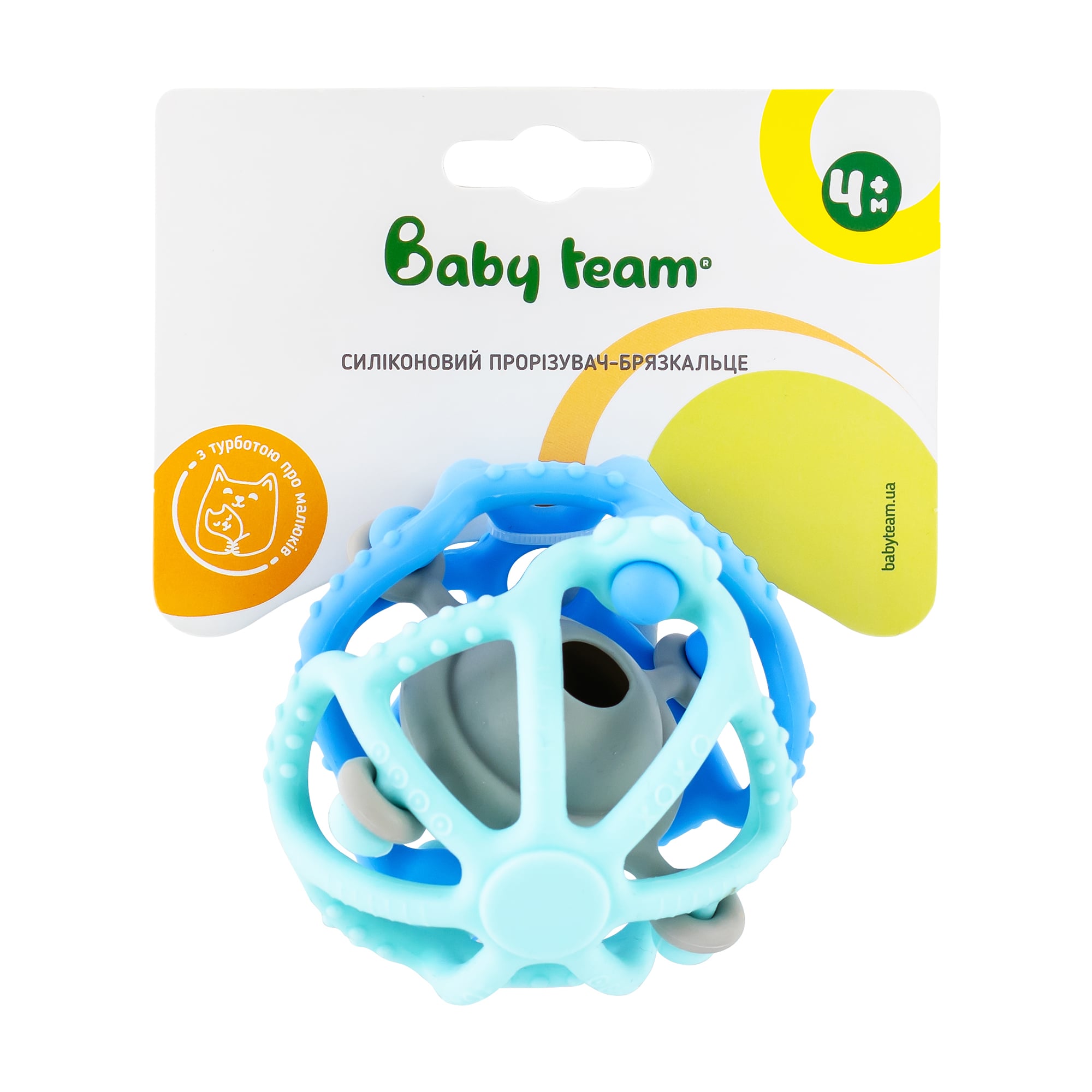 Прорізувач-брязкальце Baby Team силіконовий, блакитний, від 4 місяців (4042_блакитний)