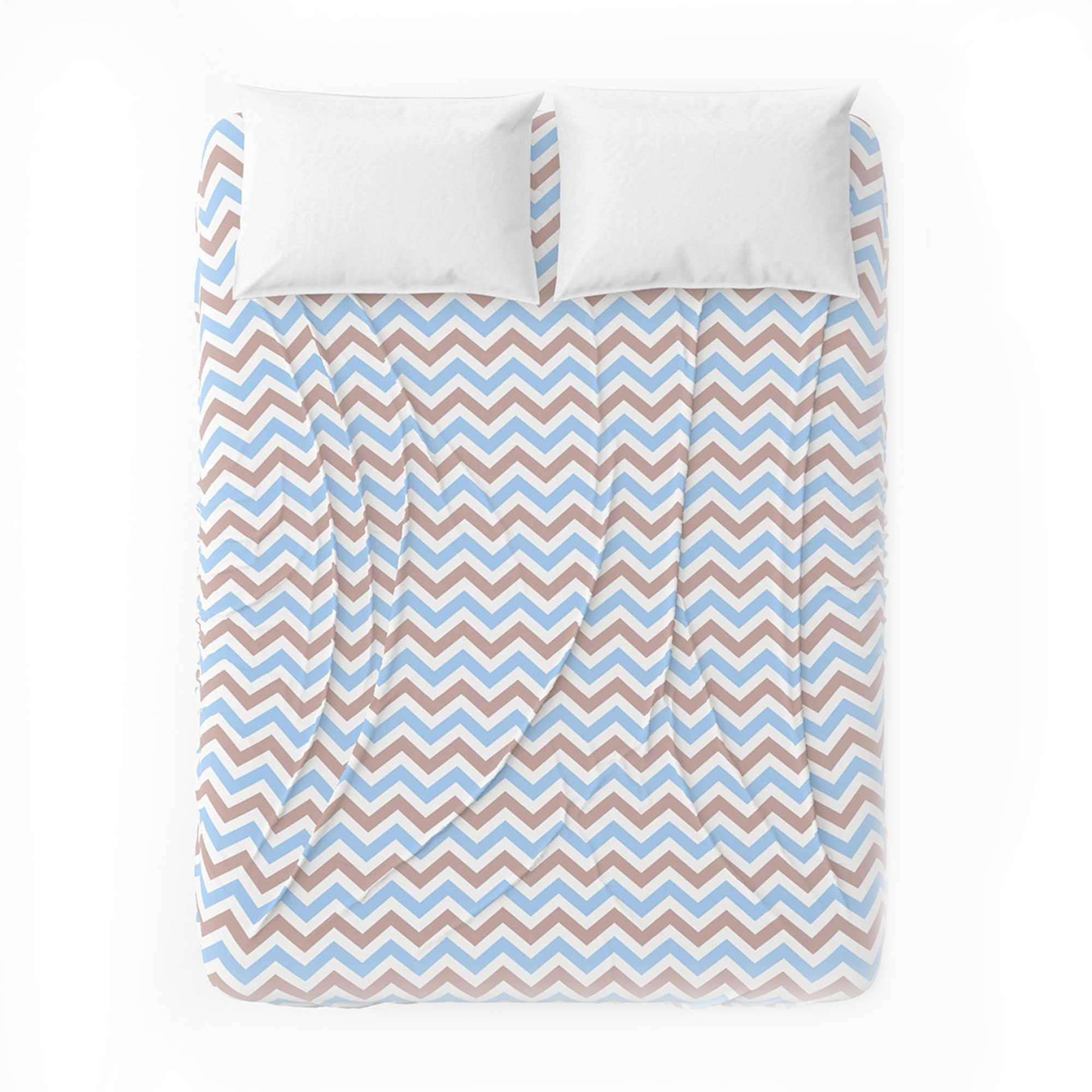 Простирадло бязеве Home Line Зигзаг, блакитно-коричневе, 150*215 см (175858)