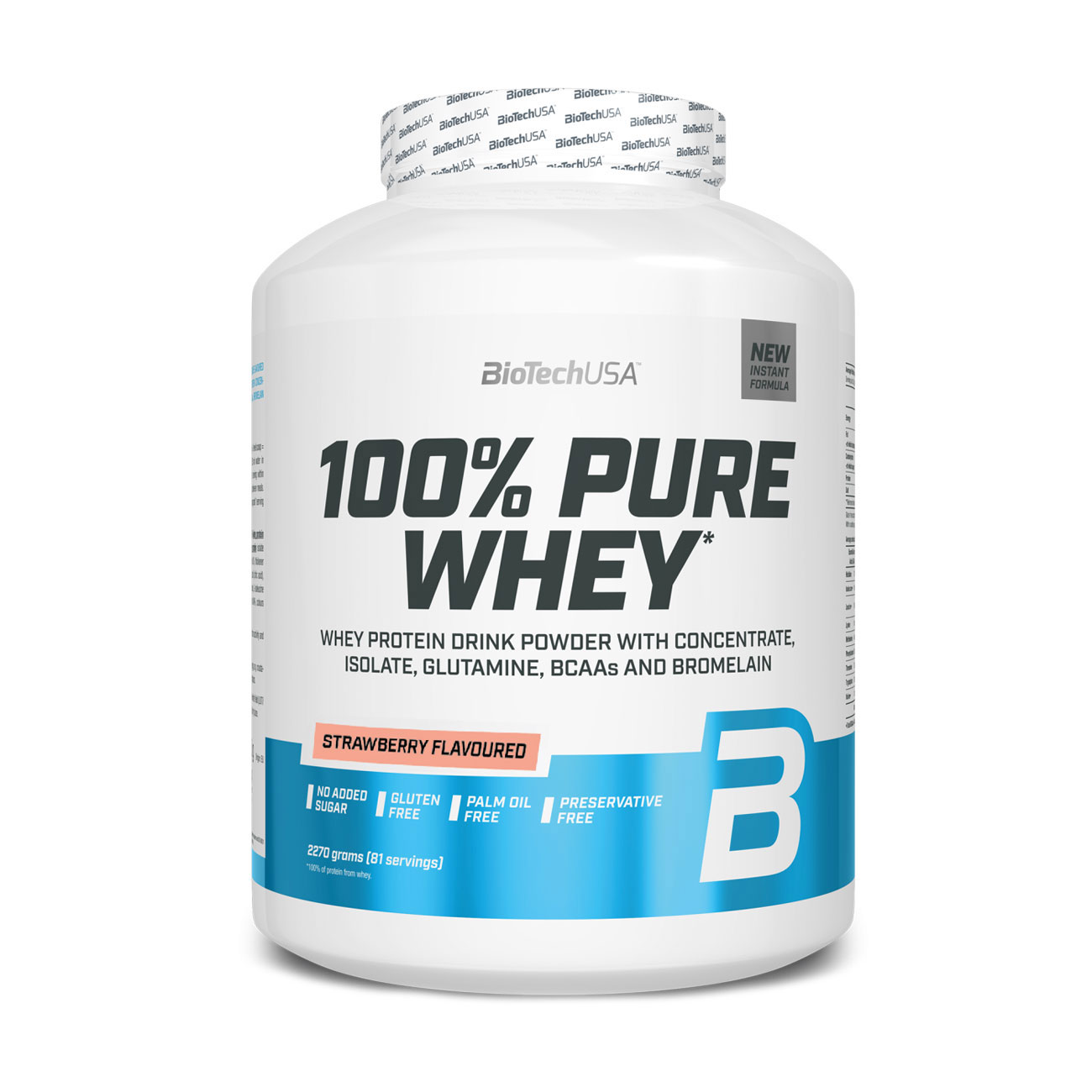 Протеїн BioTechUSA 100% Pure Whey Полуниця, в порошку, 2.27 кг