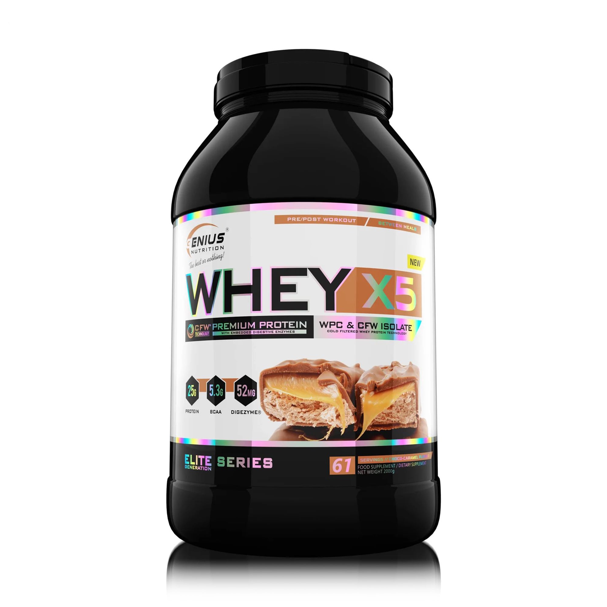 Протеїн Genius Nutrition Whey-X5 Шоколад та карамель, в порошку, 2 кг