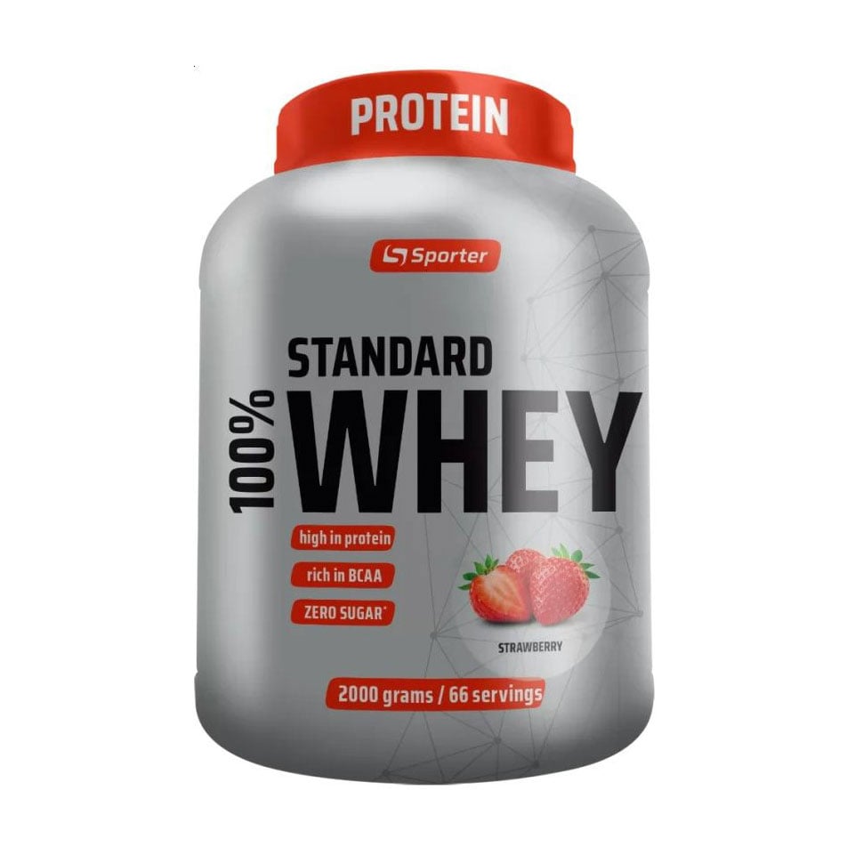Протеїн Sporter 100% Standart Whey Полуниця, в порошку, 2 кг