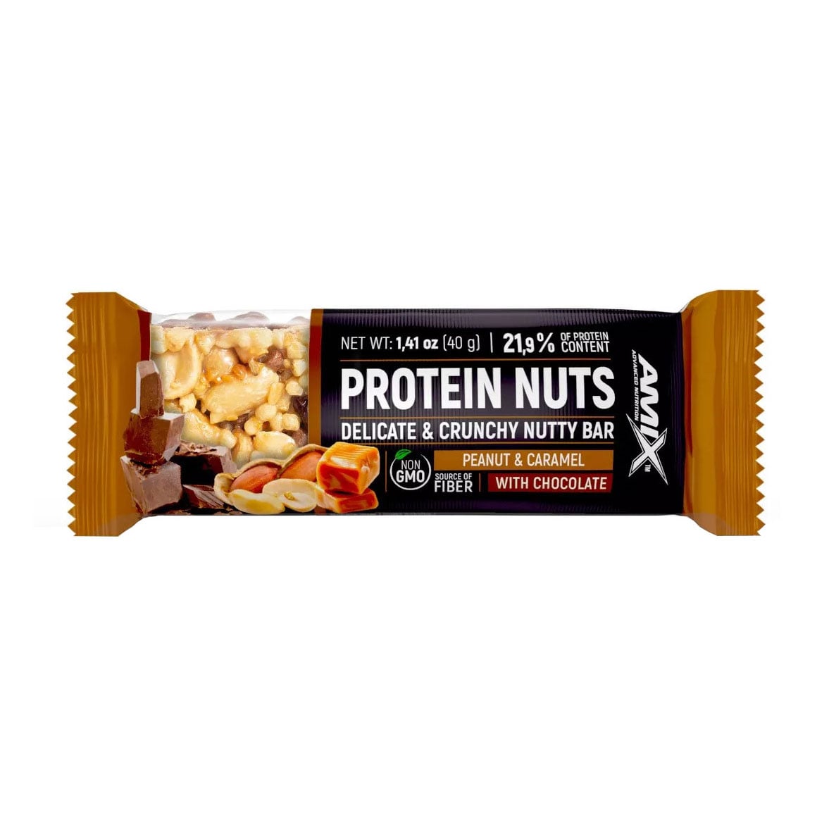 Протеїновий батончик Amix Nutrition Protein Nuts Delicate &amp; Crunchy Nutty Bar Арахіс та карамель, 40 г