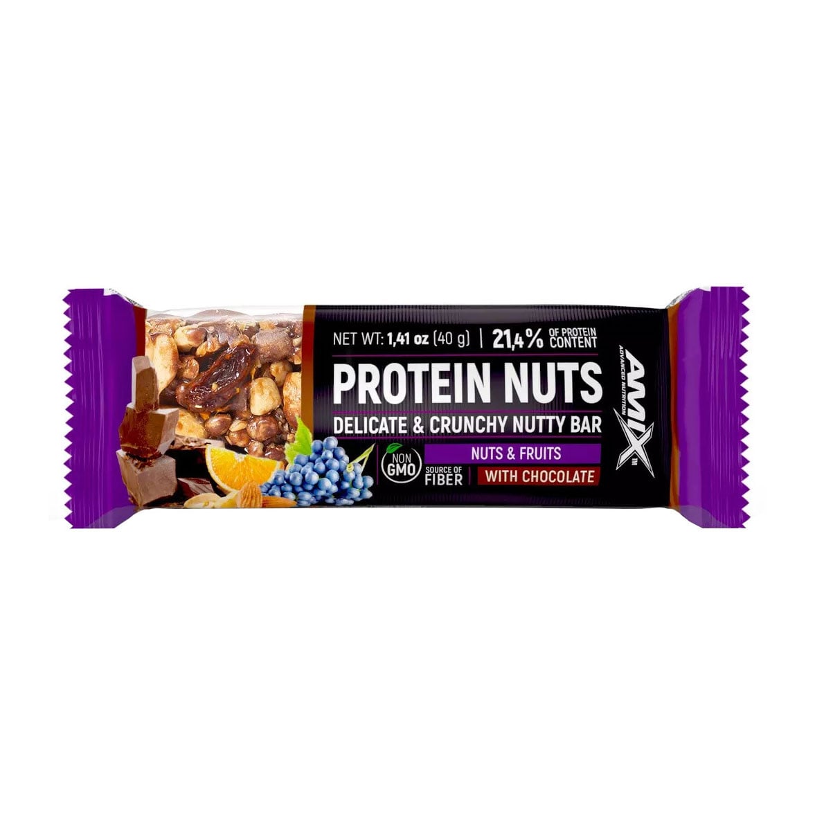 Протеїновий батончик Amix Nutrition Protein Nuts Delicate &amp; Crunchy Nutty Bar Горіхи та фрукти, 40 г