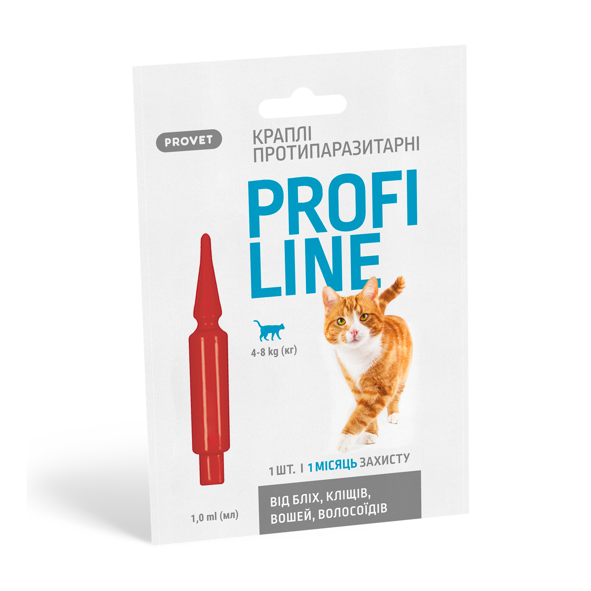 Протипаразитарні краплі для кішок ProVET Profiline від 4 до 8 кг, 1 мл
