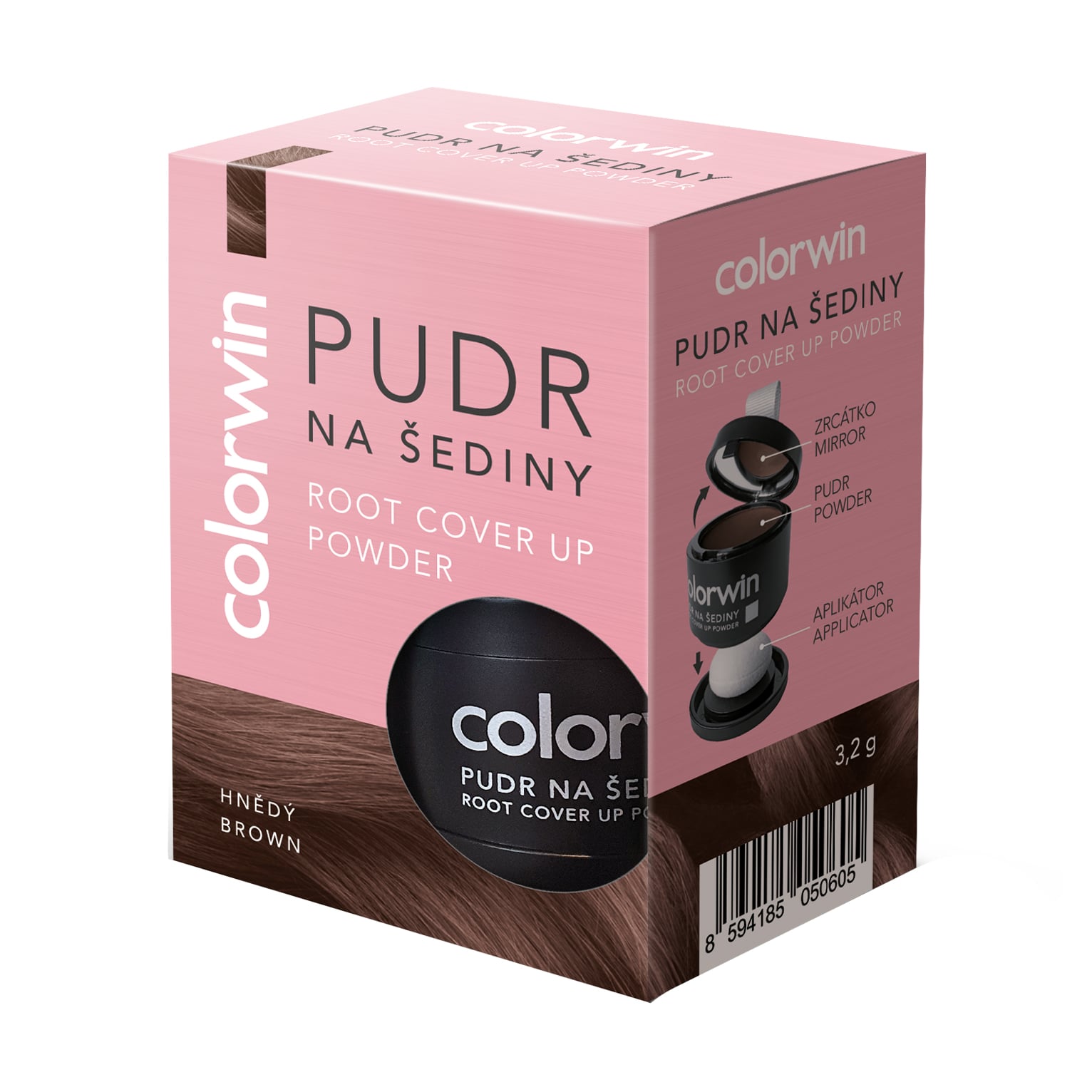 Пудра Colorwin Root Cover Up Powder для маскування сивини та відрослих коренів волосся, Brown, 3.2 г