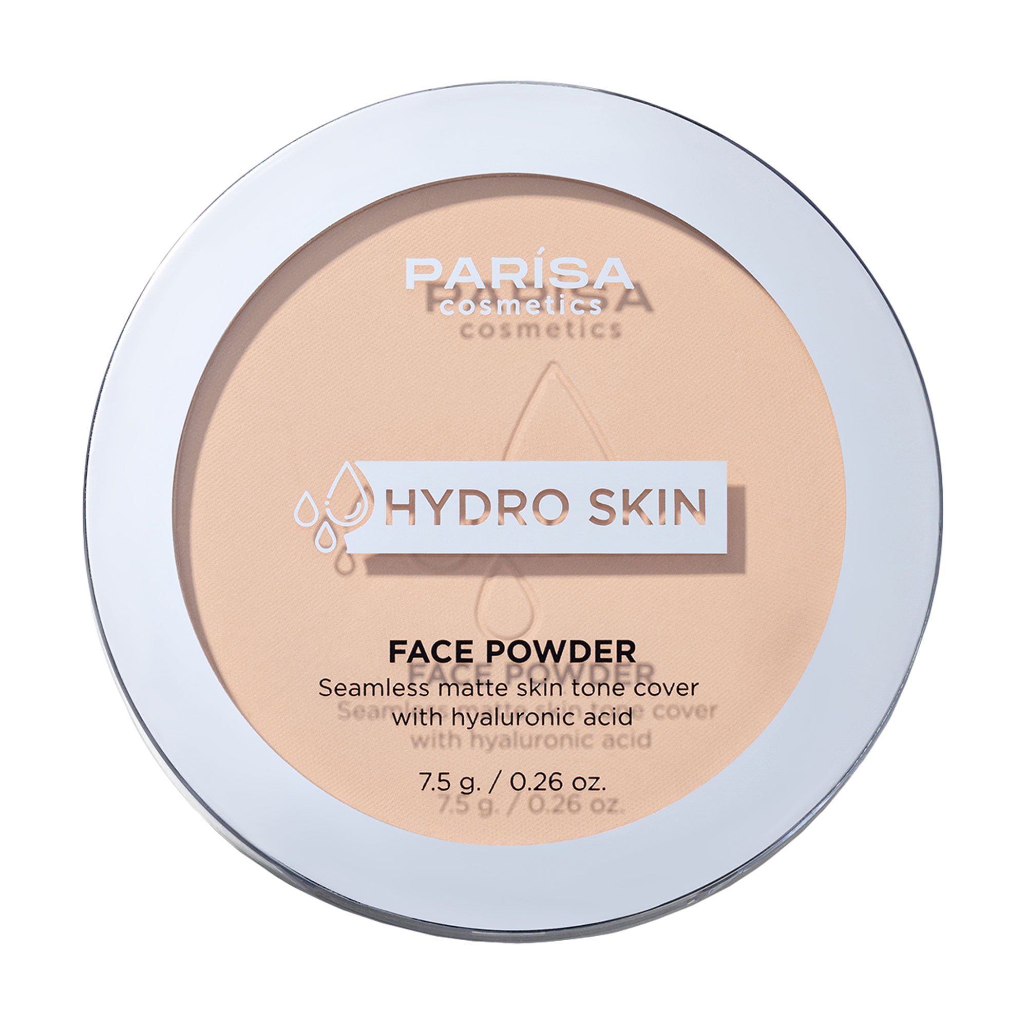 Пудра для обличчя Parisa Cosmetics Hydro Skin Face Powder з гіалуроновою кислотою, 02 Light Ivory, 8.5 г
