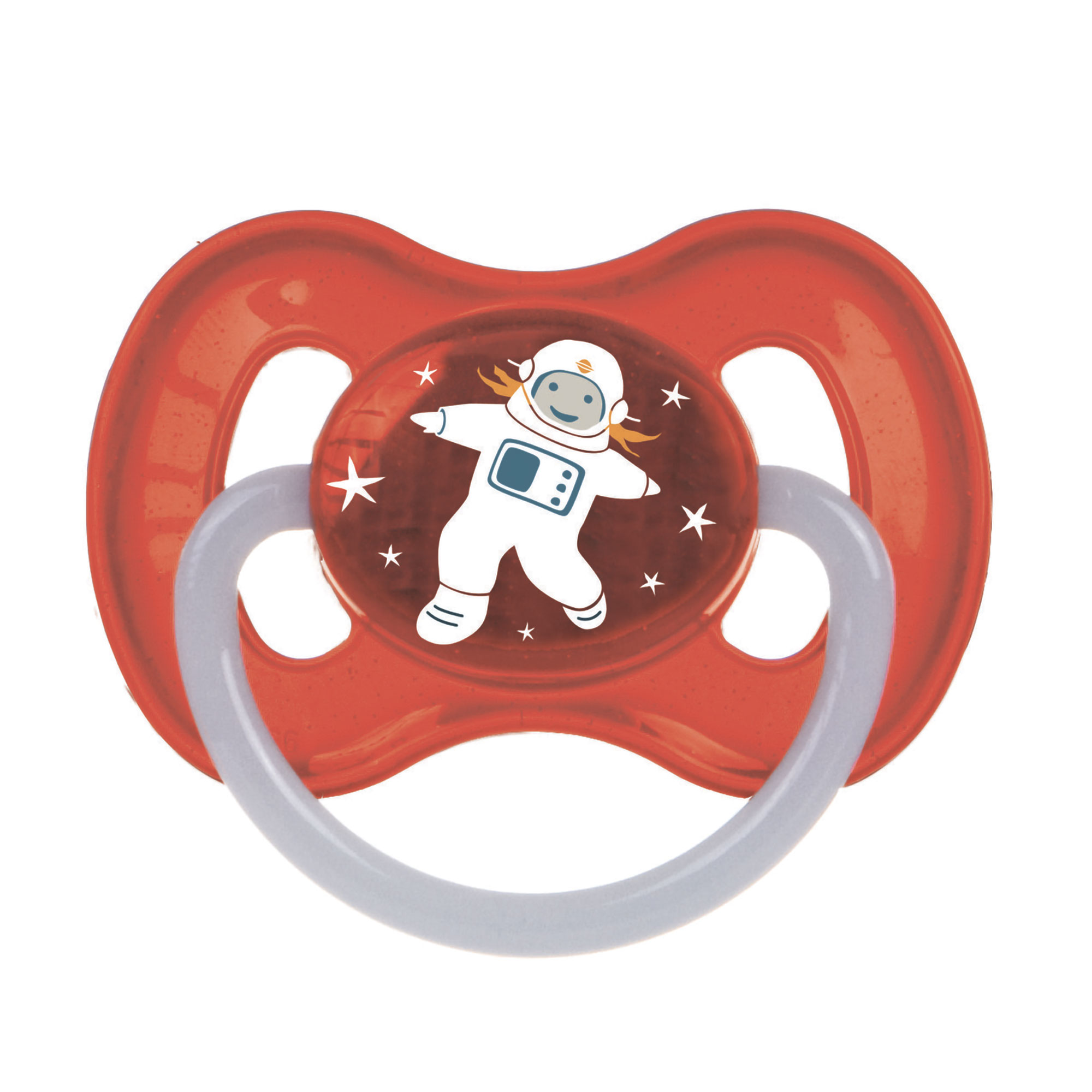 Пустушка Canpol Babies Space латексна кругла, червона, від 0 до 6 місяців, 1 шт (23/221_red)