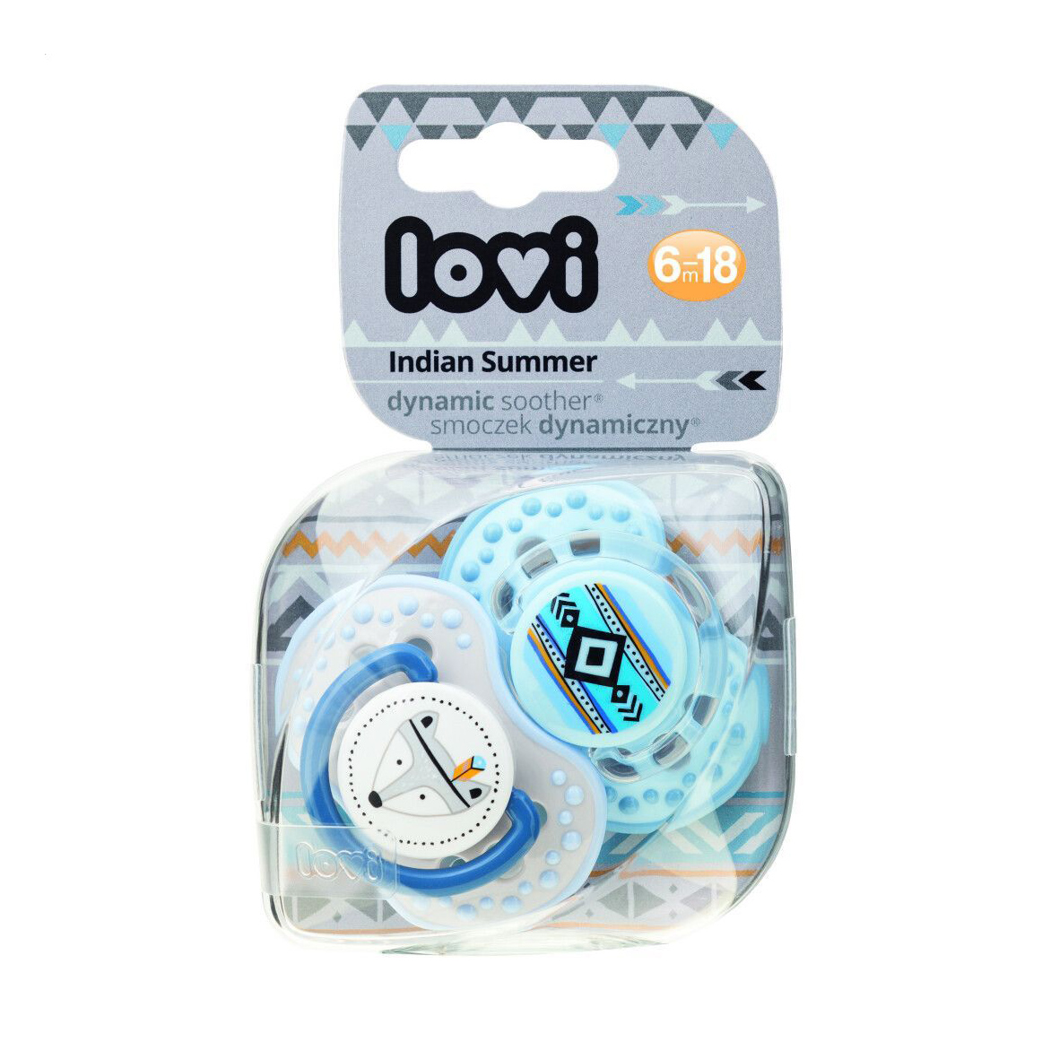 Пустушка LOVI Indian Summer силіконова, динамічна, блакитна, від 6 місяців до 1.5 року, 2 шт (22/857boy)
