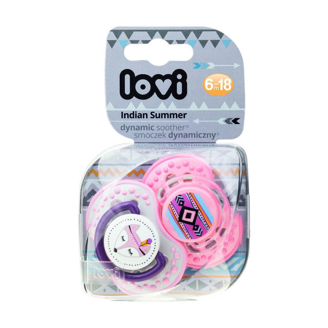 Пустушка LOVI Indian Summer силіконова, динамічна, рожева, від 6 місяців до 1.5 року, 2 шт (22/857girl)