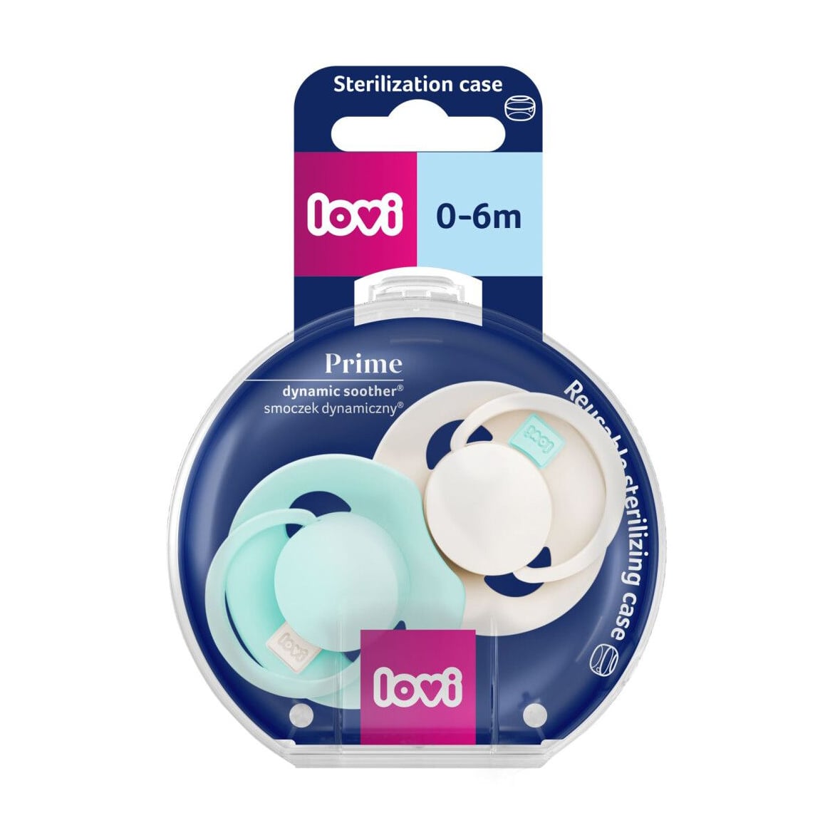 Пустушка LOVI Prime силіконова, динамічна, Logoon/Mint Cream, від 0 до 6 місяців, 2 шт (34/451)