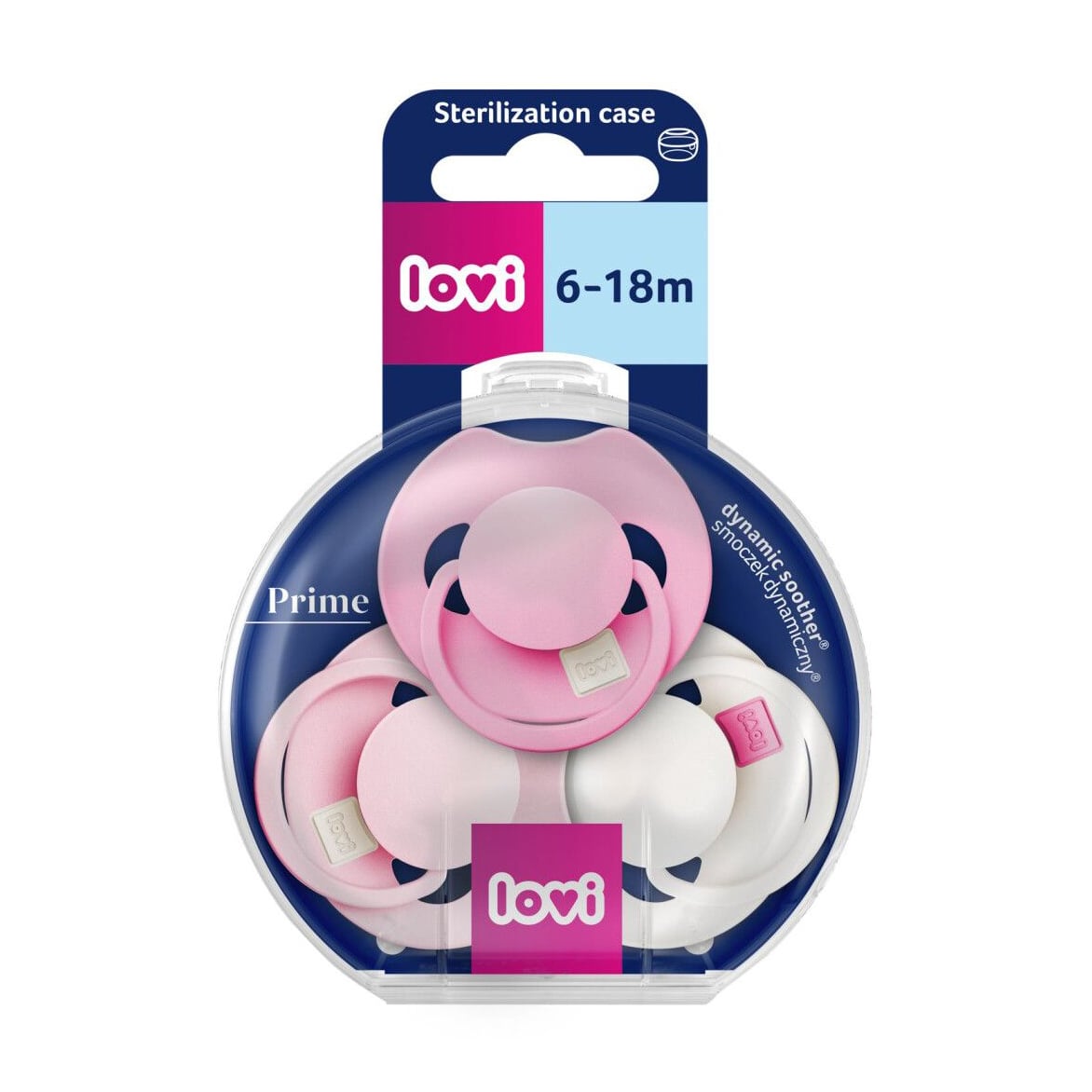 Пустушка LOVI Prime силіконова, динамічна, Peony Pink, від 6 до 18 місяців, 3 шт (34/455)