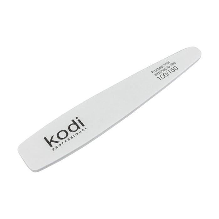 Пилка для нігтів Kodi Professional 100/150 грит конусна, біла, 178*32*4 мм