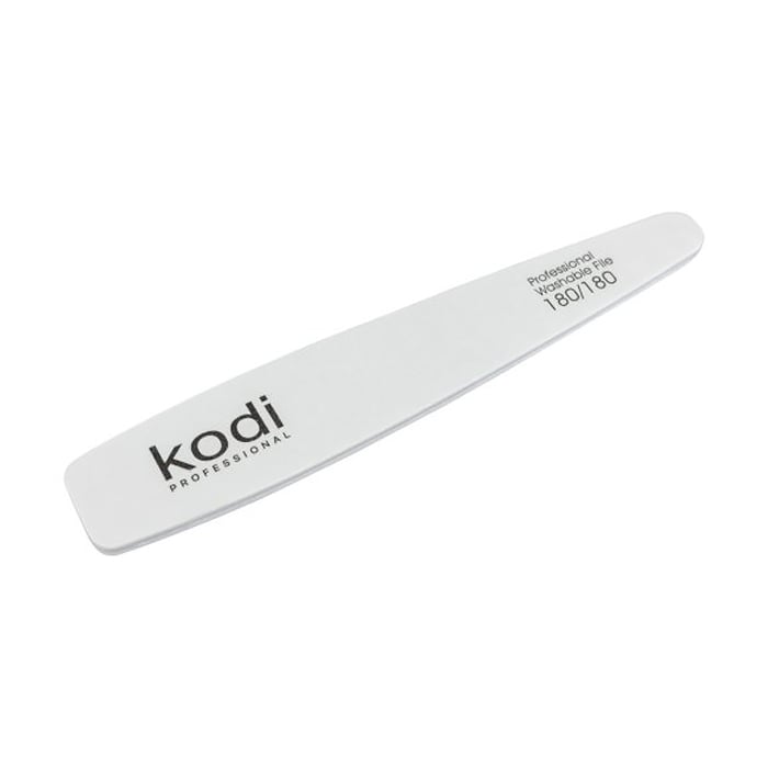 Пилка для нігтів Kodi Professional 180/180 грит конусна, біла, 178*32*4 мм