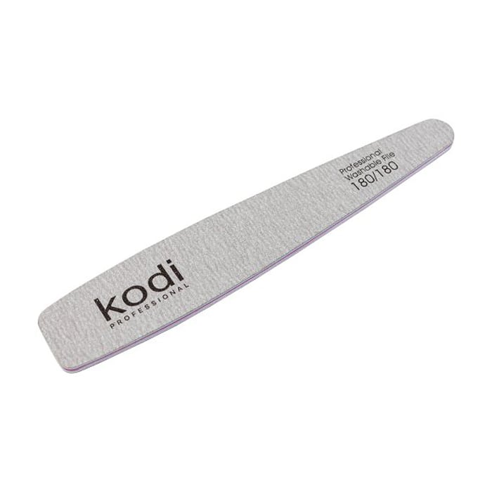 Пилка для нігтів Kodi Professional 180/180 грит конусна, світло-сіра, 178*32*4 мм