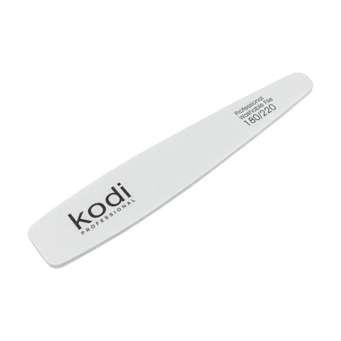 Пилка для нігтів Kodi Professional 180/220 грит конусна, біла, 178*32*4 мм