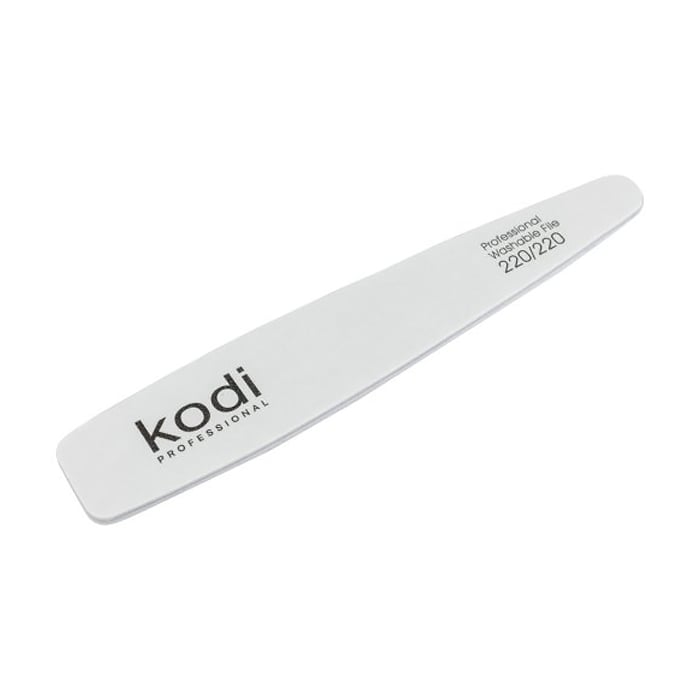 Пилка для нігтів Kodi Professional 220/220 грит конусна, біла, 178*32*4 мм