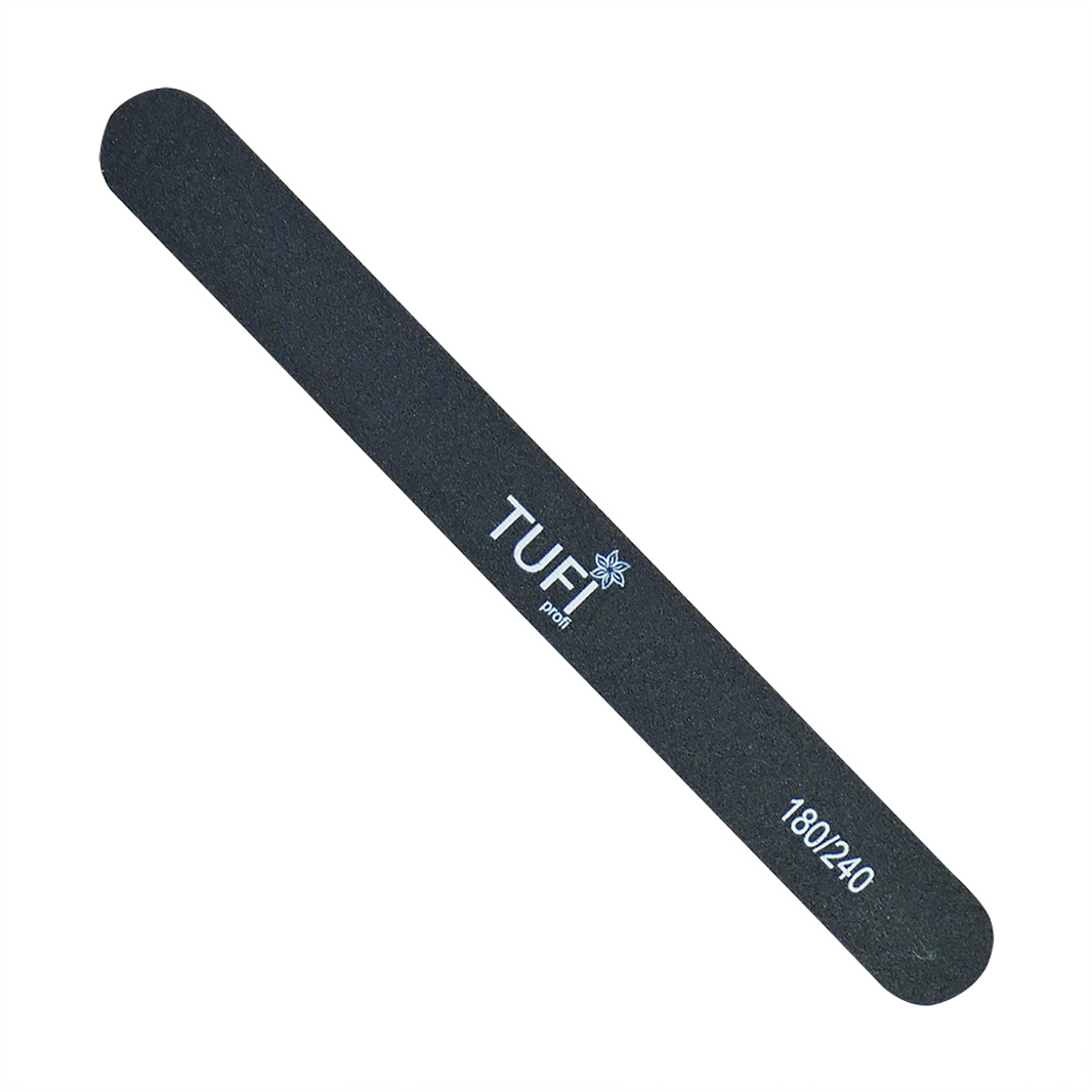 Пилка для нігтів Tufi profi Premium Пряма 180/240 гритів, чорна (0122191)