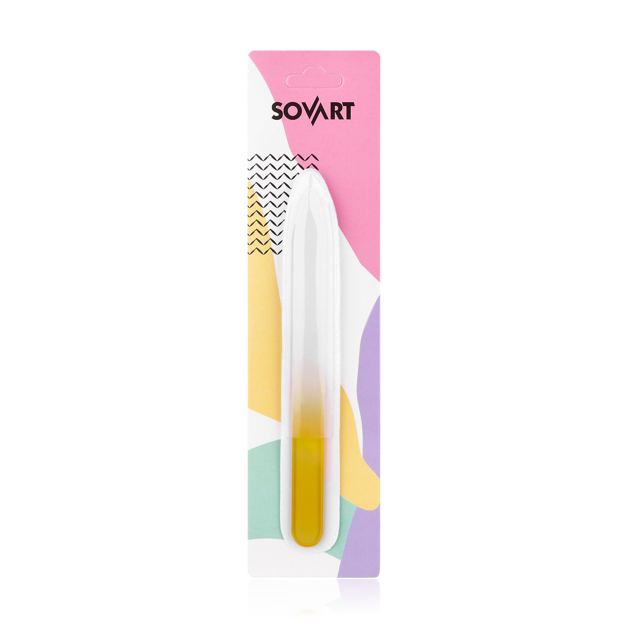 Пилочка для нігтів Sovart скляна, жовта, 14 см