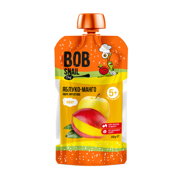 Пюре фруктове Bob Snail Яблуко-Манго для дітей від 5 місяців, 250 г