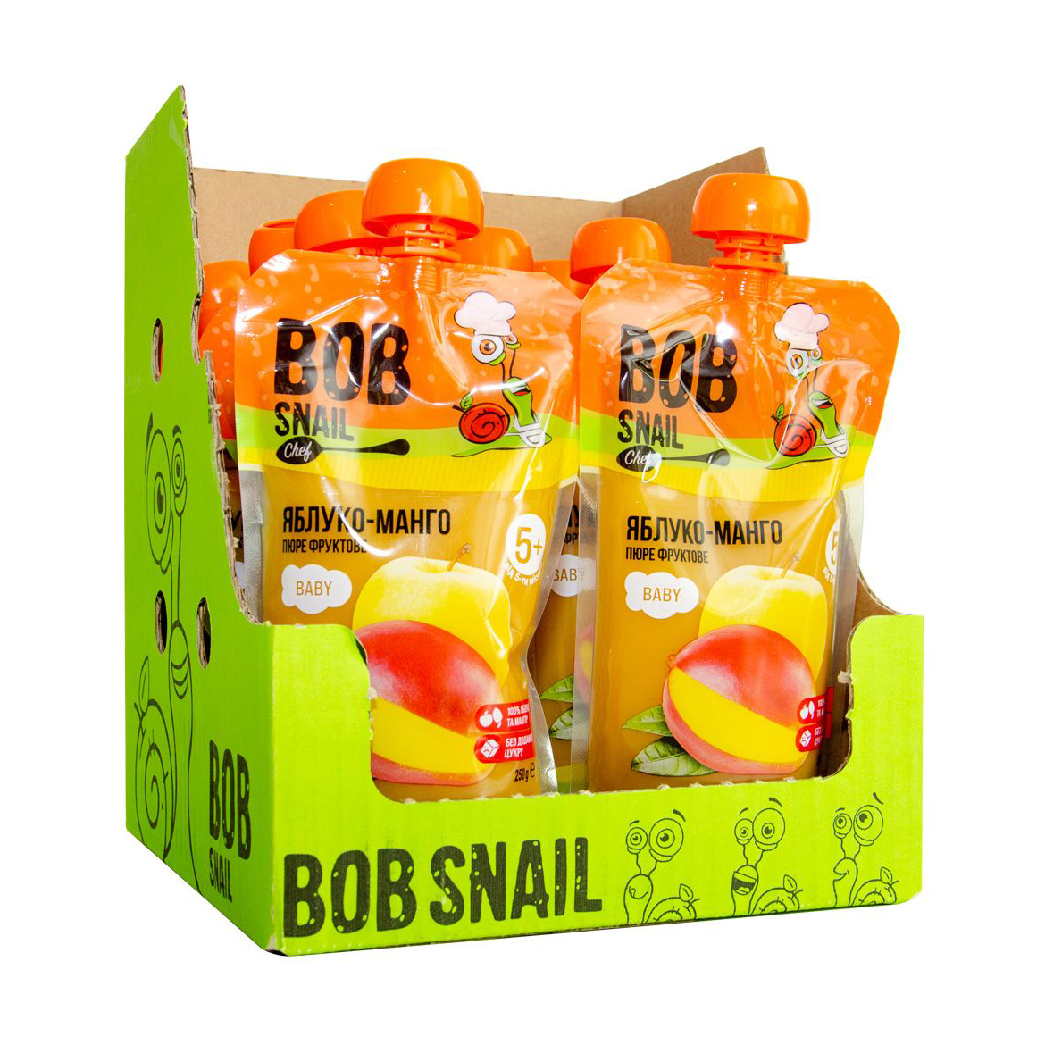 Пюре фруктове Bob Snail Яблуко-Манго для дітей від 5 місяців, 10*250 г