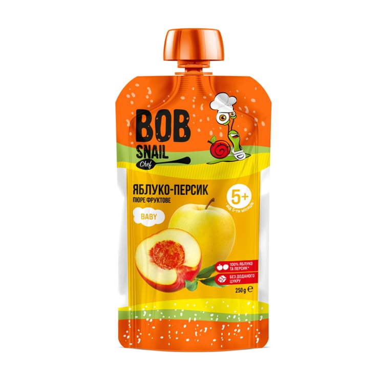 Пюре фруктове Bob Snail Яблуко-Персик для дітей від 5 місяців, 250 г