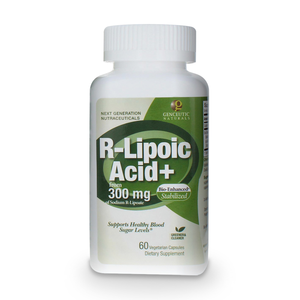 R-ліпоєва кислота Genceutic Naturals R-Lipoic Acid+ 300 мг, 60 вегетаріанських капсул