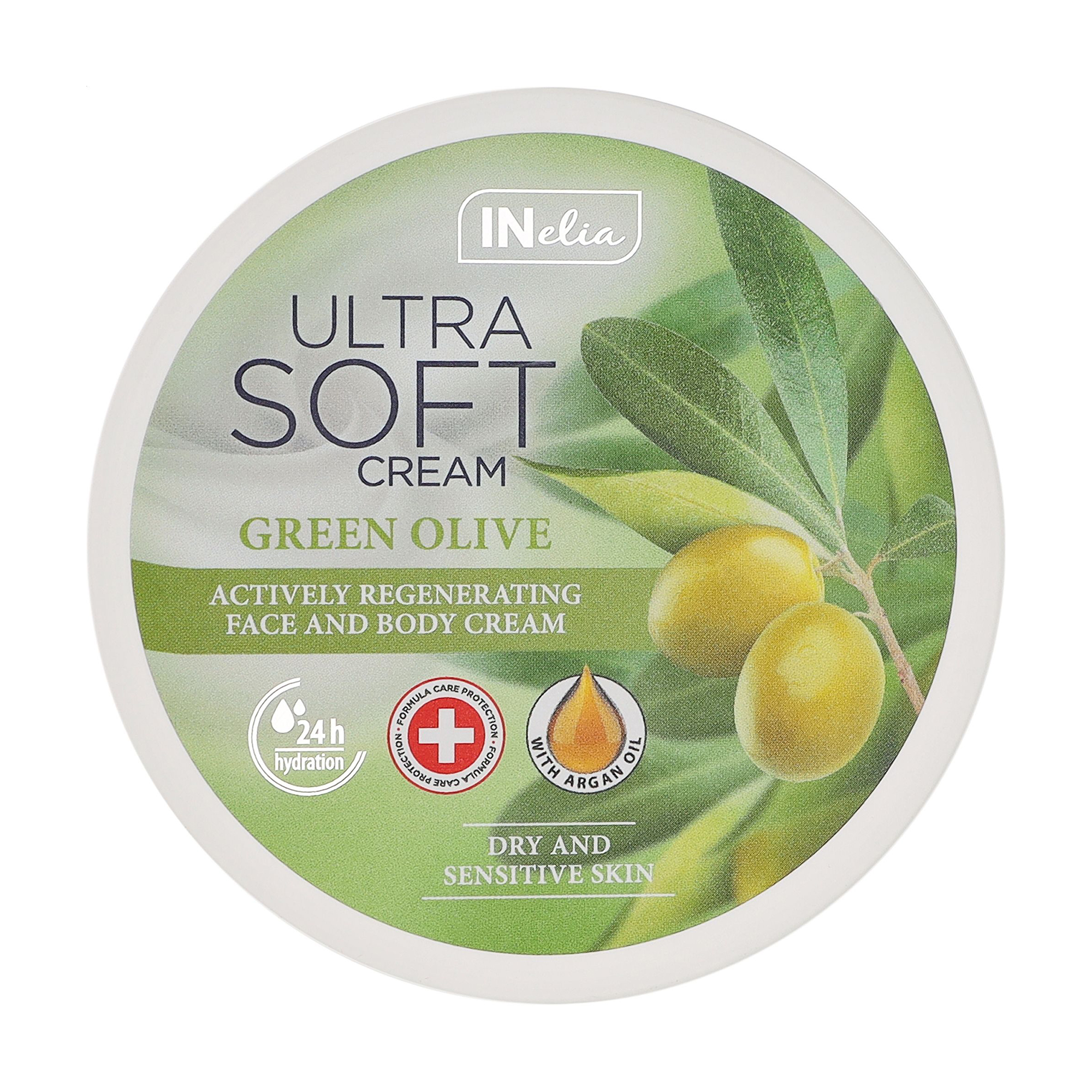Регенерувальний крем для обличчя та тіла Revers Cosmetics Inelia Ultra Soft Cream Green Olive Actively Regenerating Face &amp; Body Cream, 200 мл