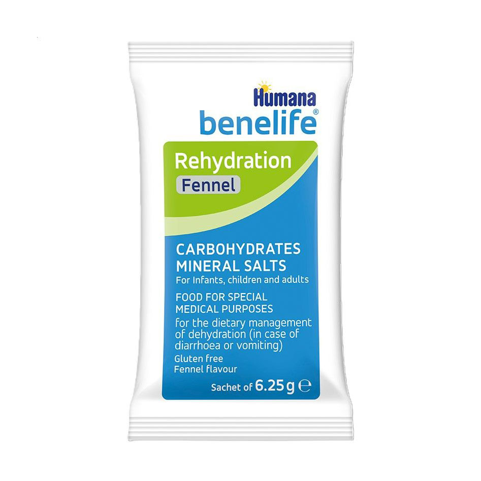 Регідратаційна суміш Humana Benelife Rehydration Фенхель, для дітей від народження та дорослих, 6.25 г