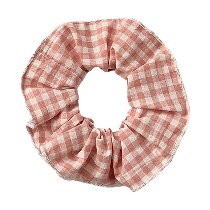 Резинка для волосся Miso клітинка, кант, 10 см, рожева, 1 шт (RP008)