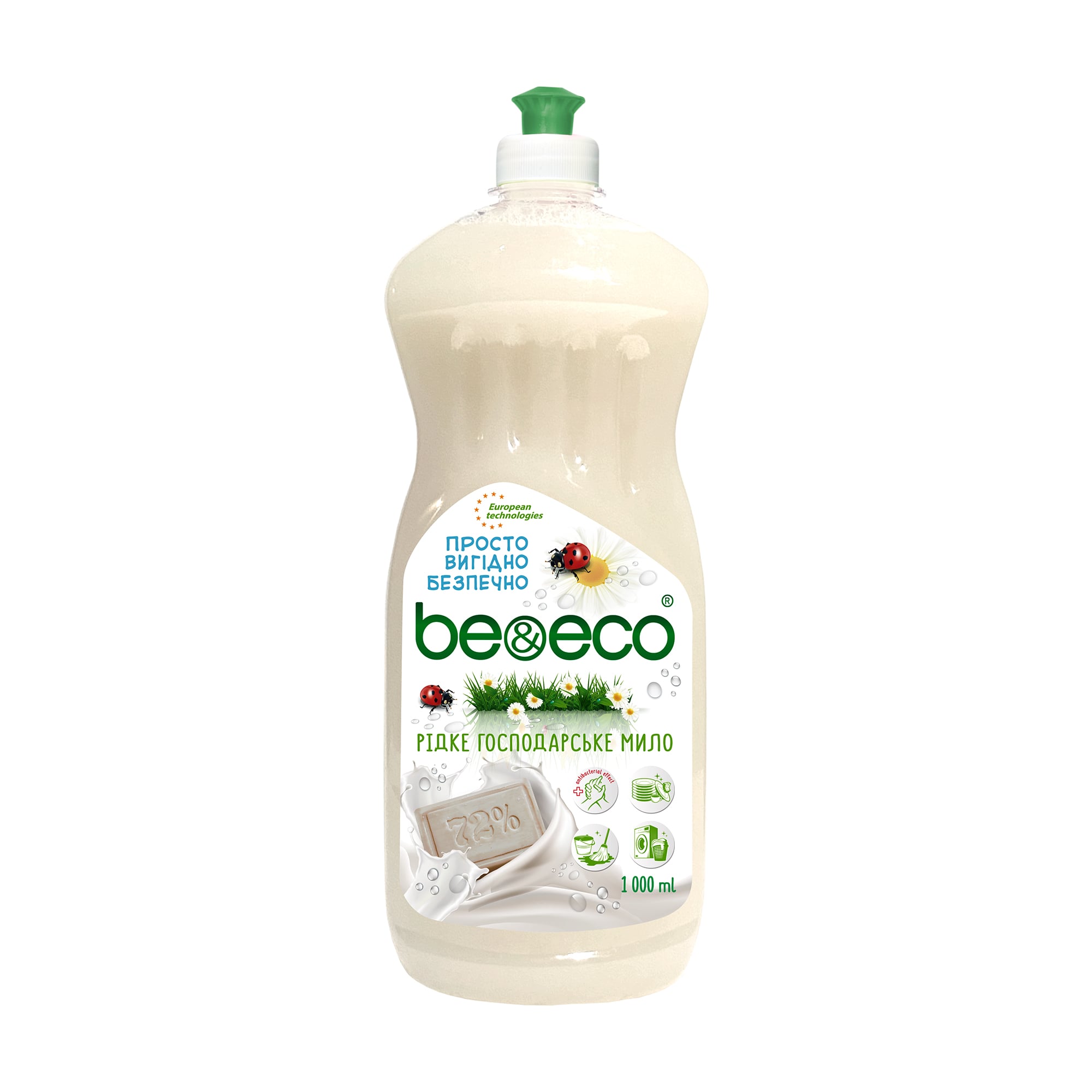 Рідке господарське мило Be&amp;Eco біле, 1 л