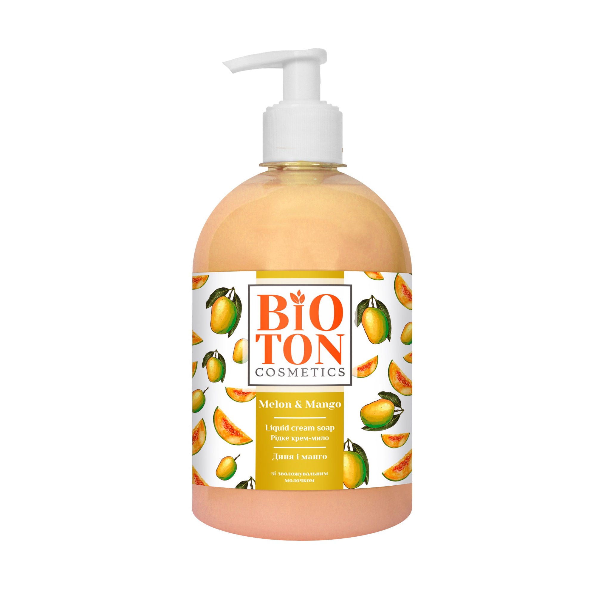 Рідке крем-мило Bioton Cosmetics Диня і манго, зі зволожувальним молочком, 500 мл