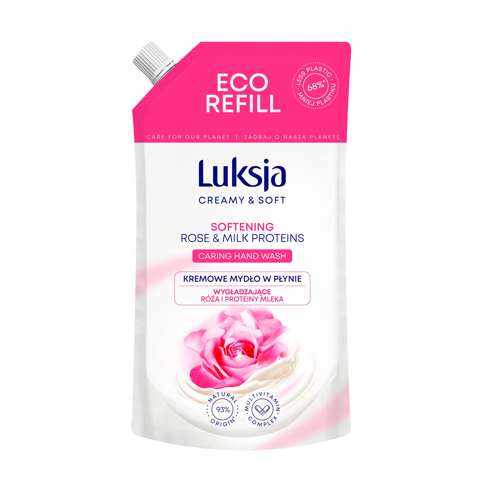 Рідке крем-мило Luksja Creamy &amp; Soft Softening Rose &amp; Milk Proteins Caring Hand Wash Троянда та протеїни молока, 400 мл (дой-пак)