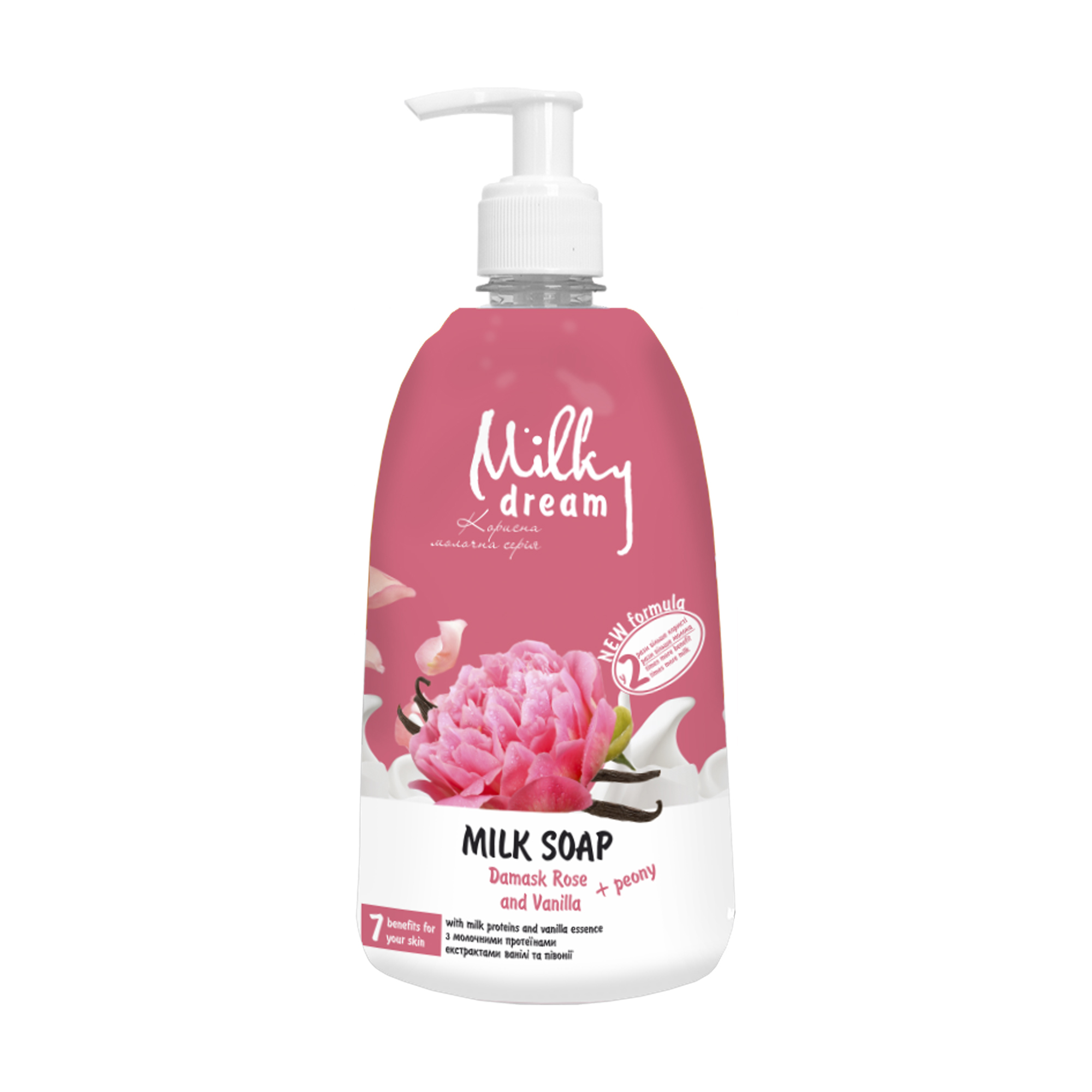 Рідке крем-мило Milky Dream Дамаська троянда і ваніль, з молочним протеїном та екстрактом ванілі, 1 л