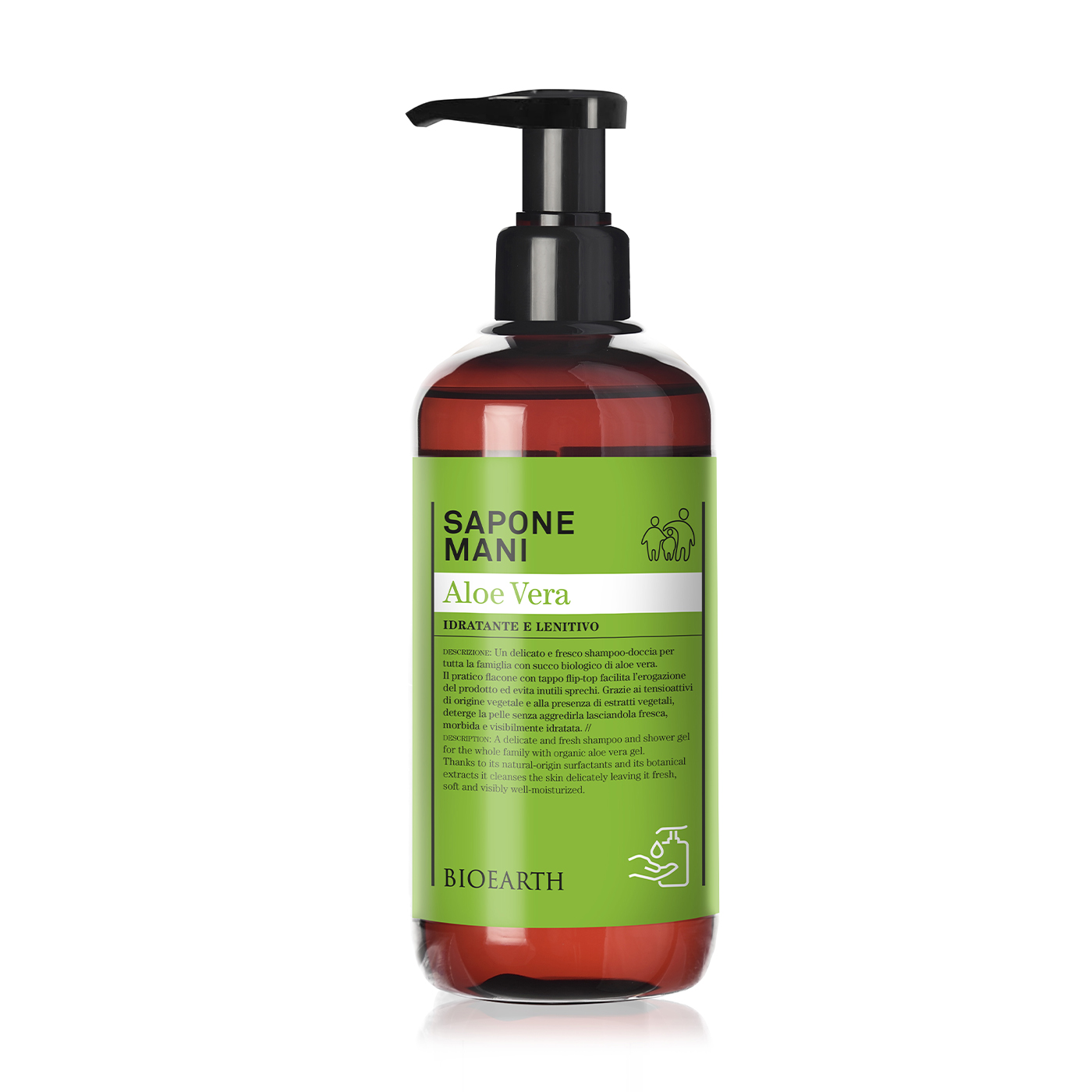 Рідке мило Bioearth Family Hand Liquid Soap з алоє вера, 500 мл