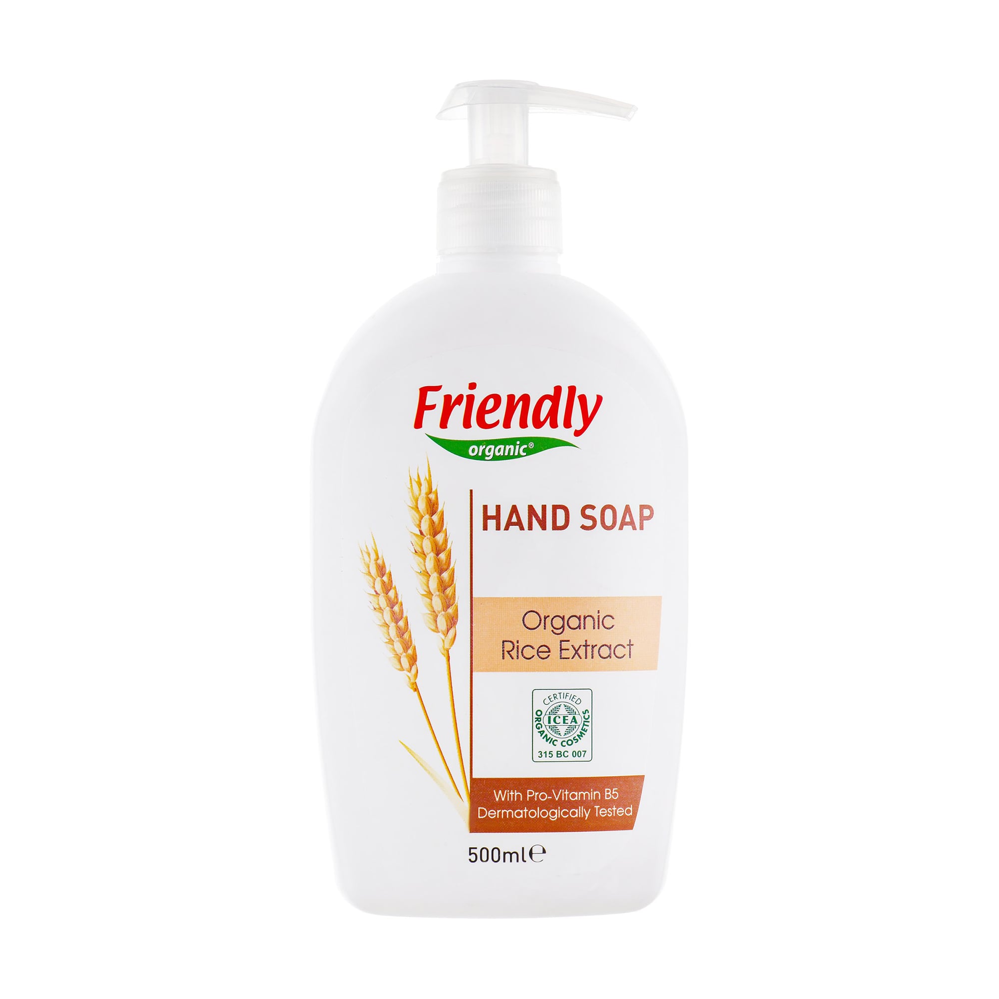 Рідке мило для рук Friendly Organic Hand Soap з екстрактом рису, 500 мл
